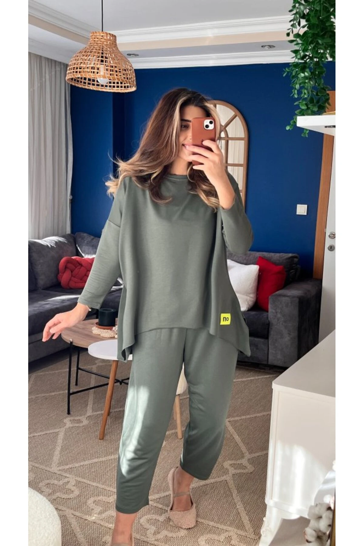 cottonLab Kadın Iki Iplik Viskon Pamuk Kumaş Arma Detaylı Ikili Takım