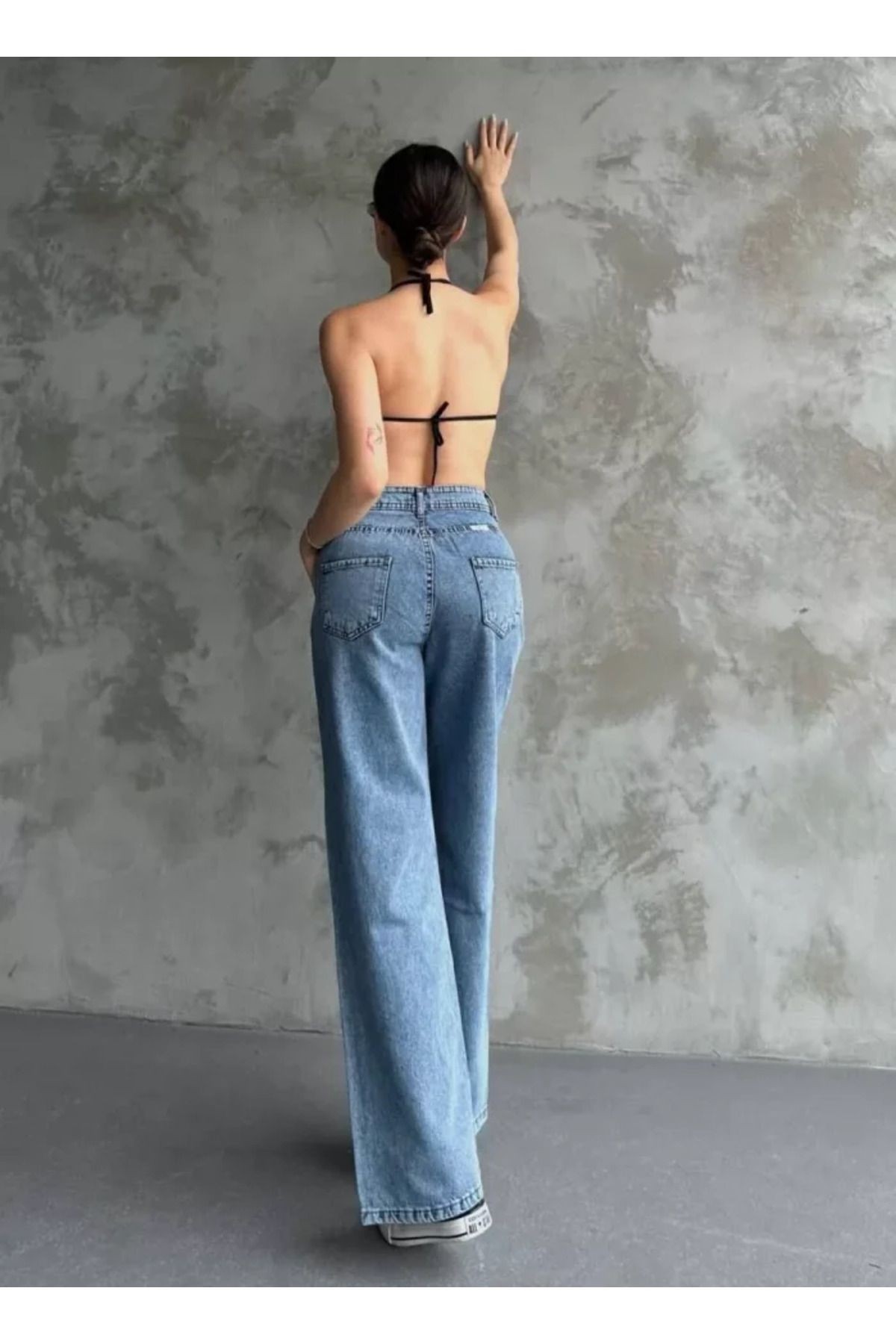 Palazzo Jeans Pantalon - Mavi