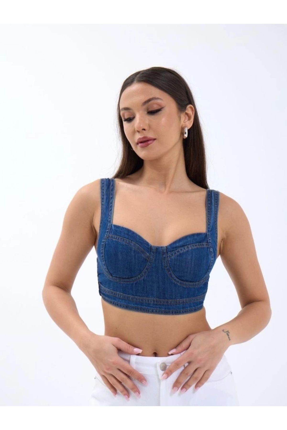 7131 Kot Crop-mavi