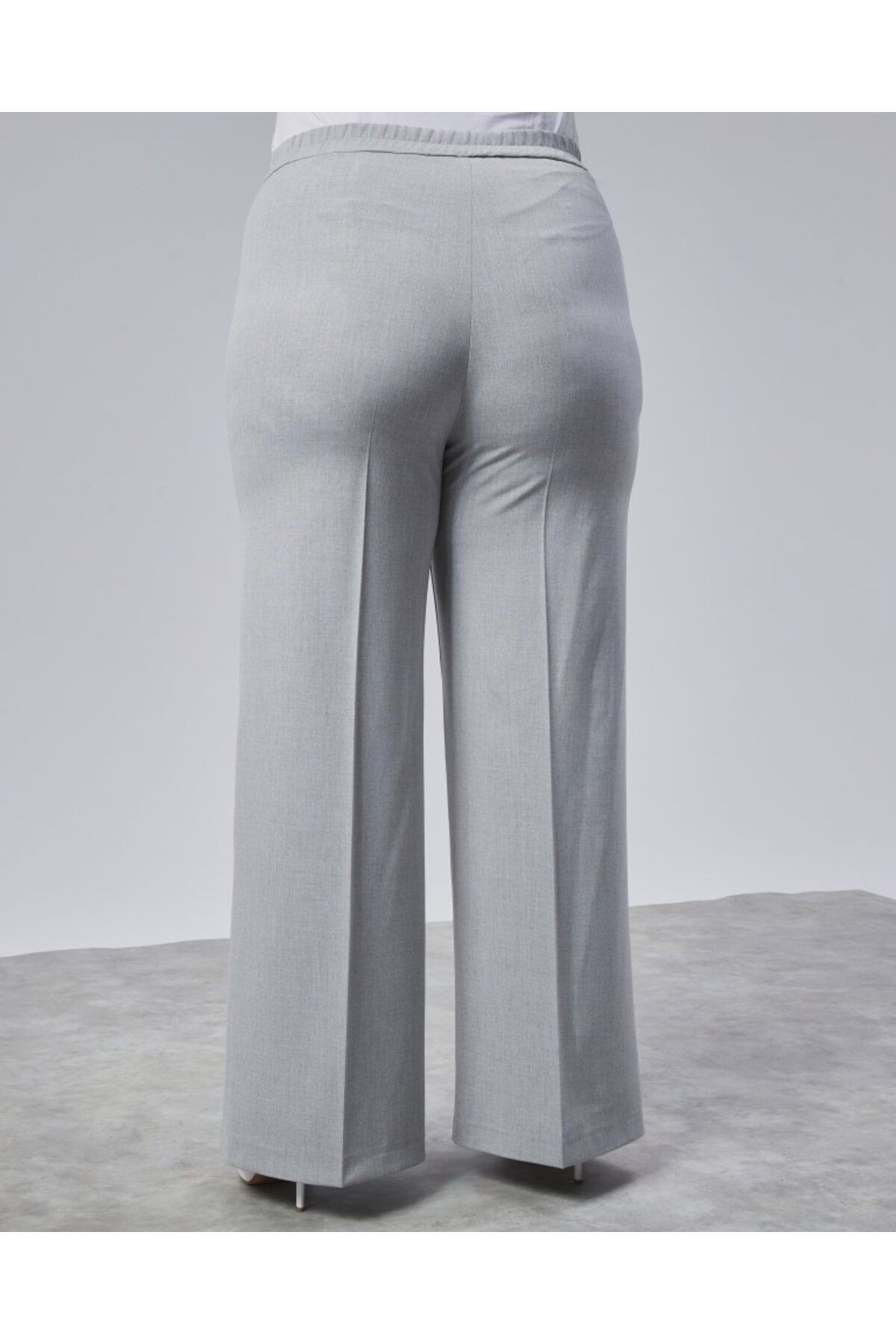 Poly Viscose Full Lycra Beli Lastikli Battal Pantolon