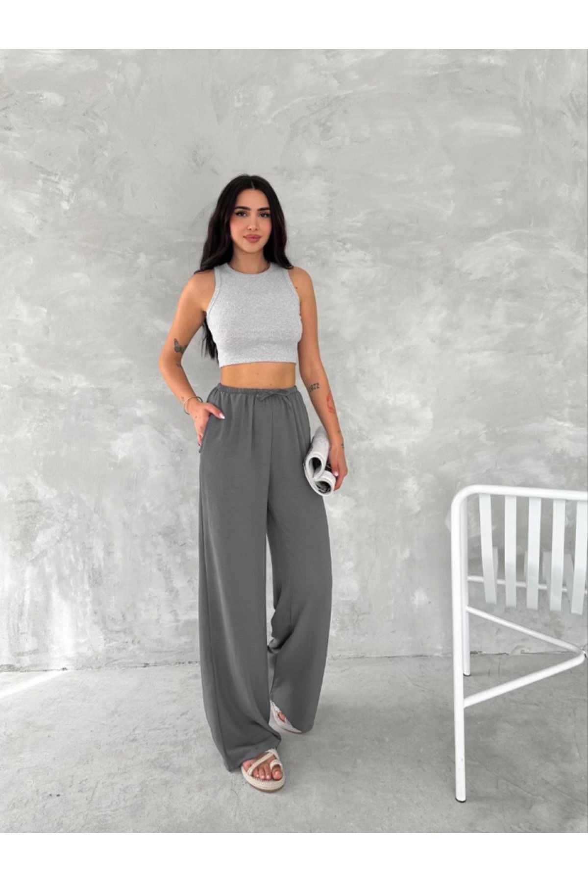 Ayrobin Oversize Pantalon - Füme