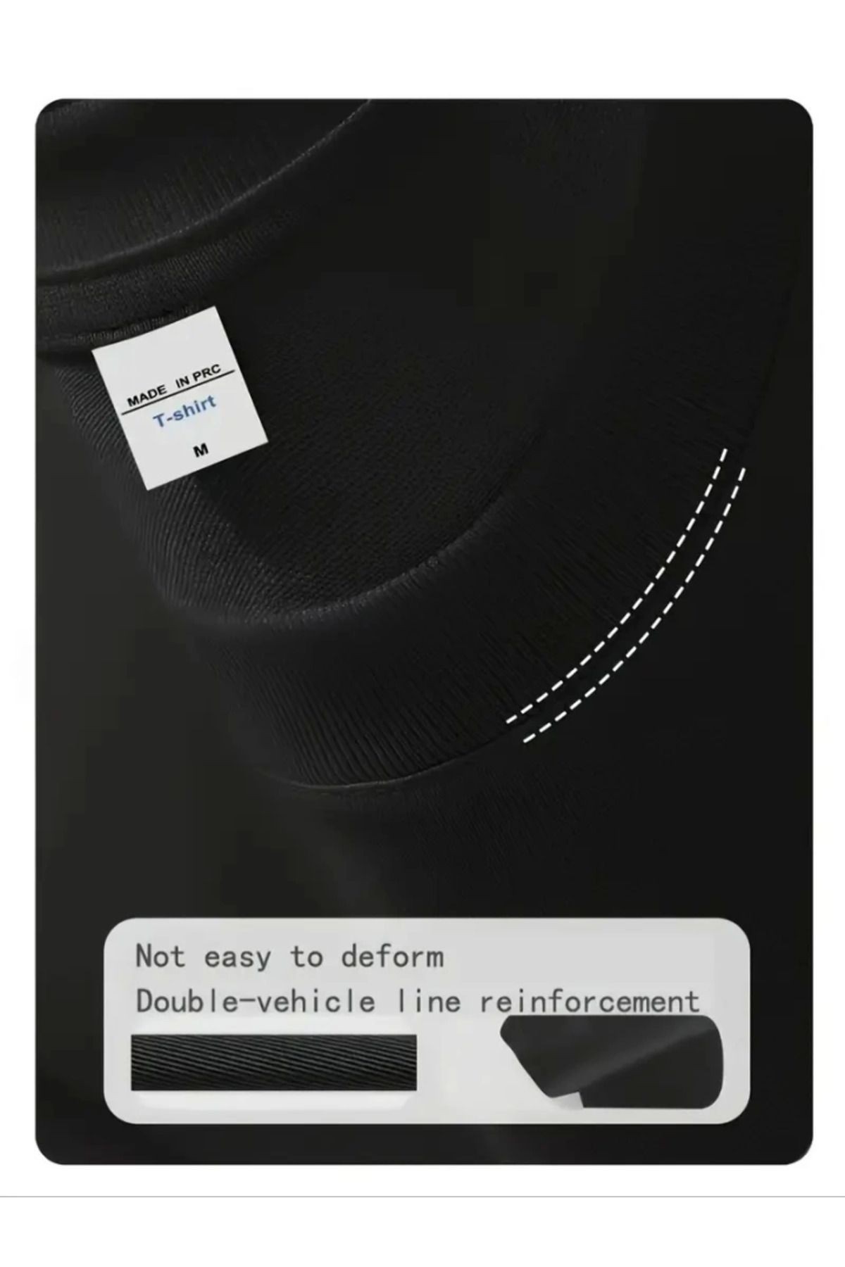 Baskılı Oversize Bisiklet Yaka T-shirt - Siyah
