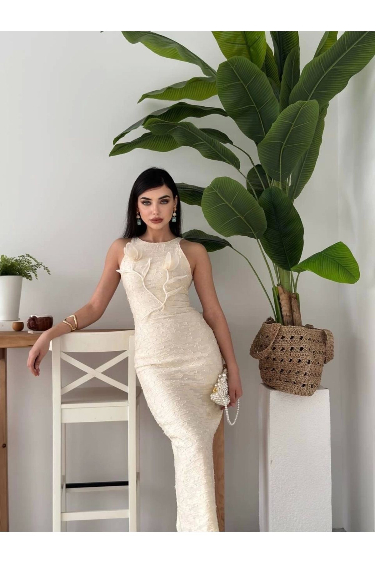 Lers Çiçek Detaylı Elbise