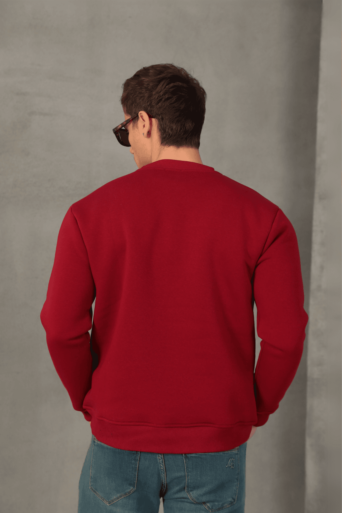Unisex Relax Fit Rahat Kesim Pamuklu Yumuşak Dokulu İçi Polarlı Basic Bisiklet Yaka Sweatshirt