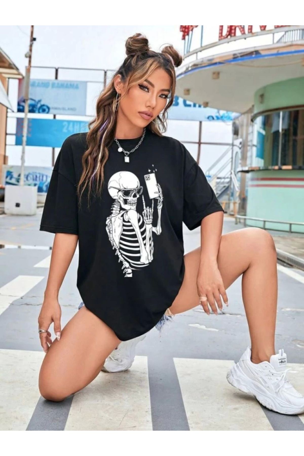 Baskılı T-shirt - Siyah