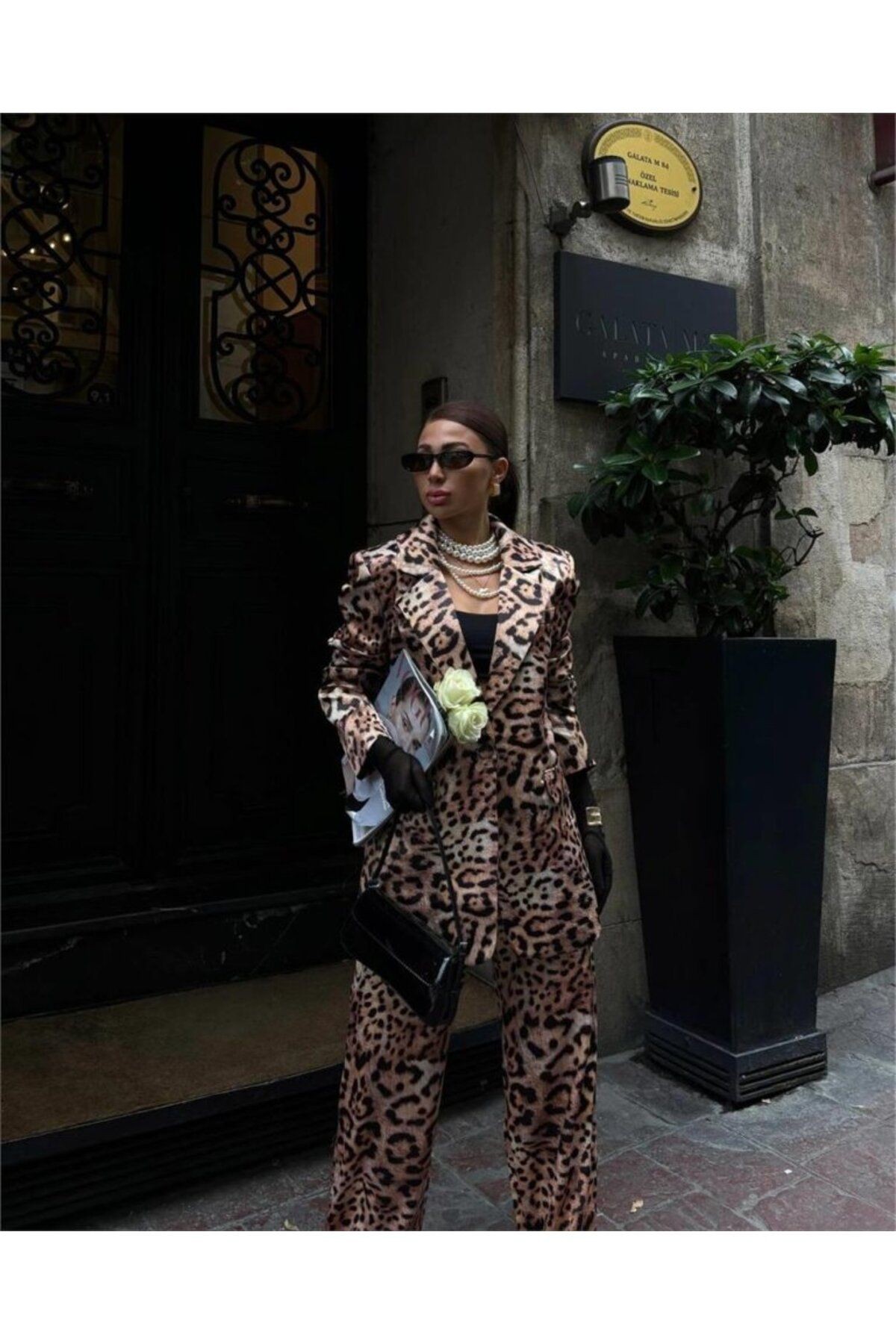 LEOPAR CEKET - PANTOLON TAKIM SATEN - Leopar