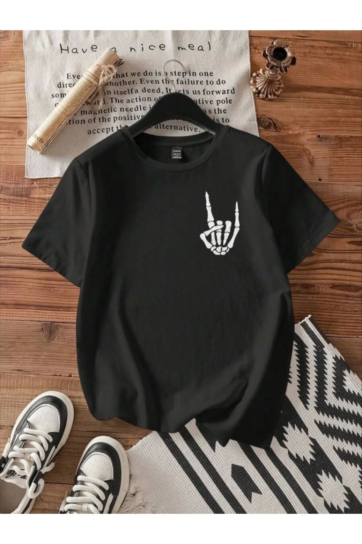 Baskılı T-shirt - Siyah