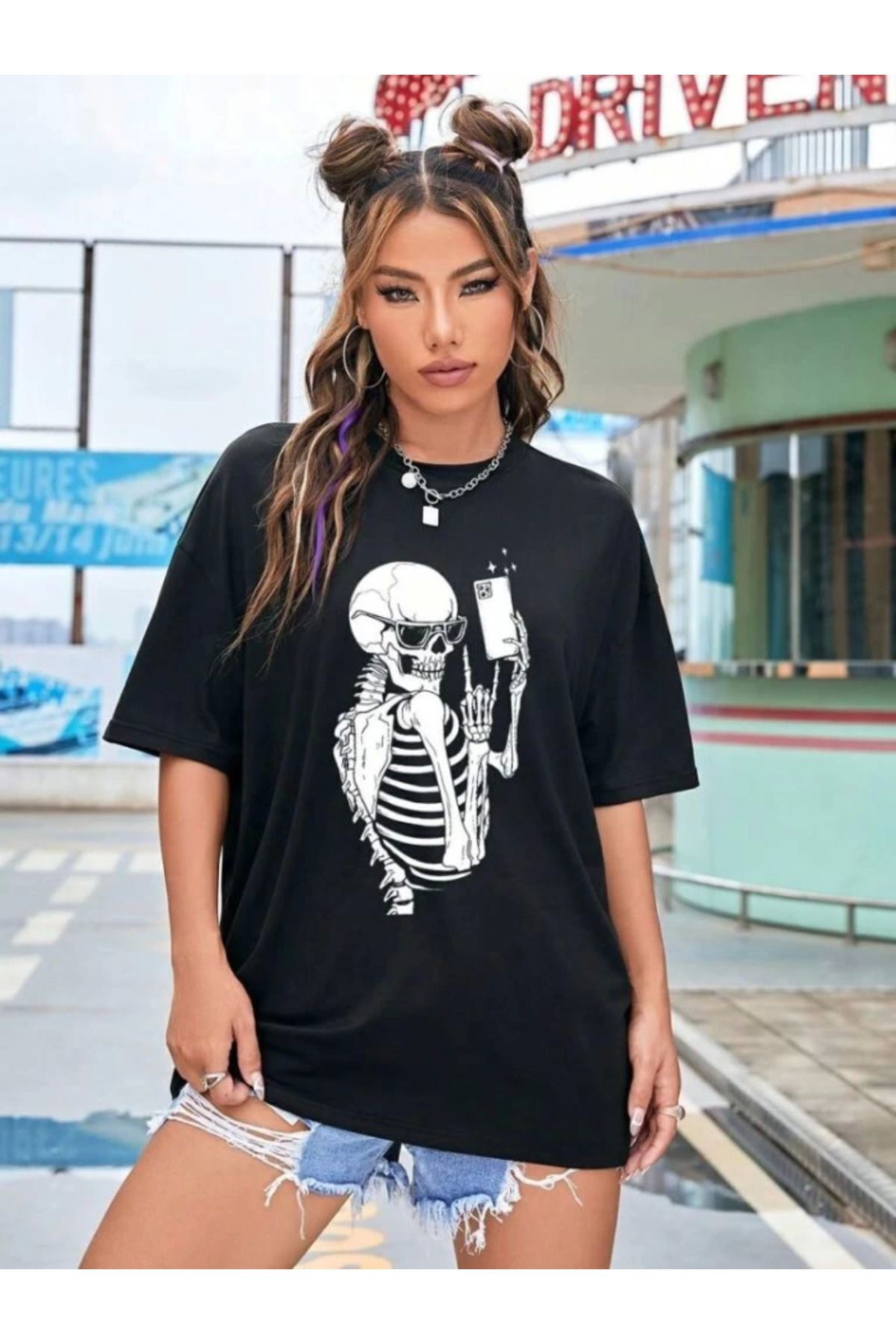 Baskılı T-shirt - Siyah