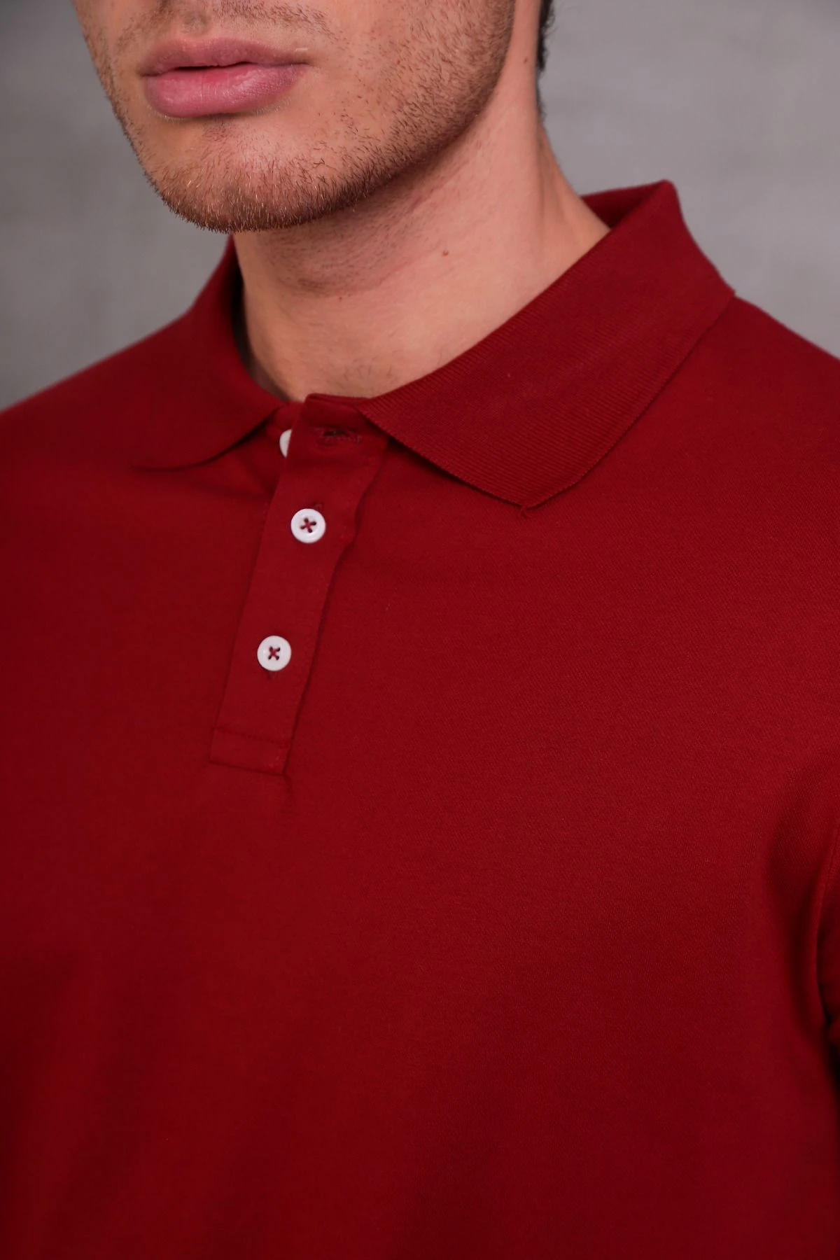 Erkek Dar Kesim Slim Fit Pamuklu Yumuşak Doku Nefes Alan Kumaş Kıvrılmaz Yaka Polo Yaka Tişört