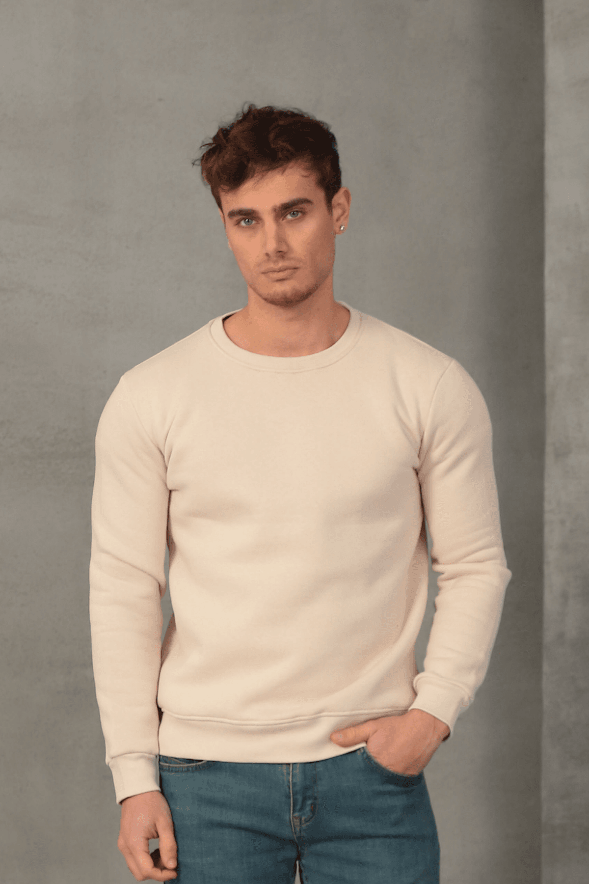 Unisex Relax Fit Rahat Kesim Pamuklu Yumuşak Dokulu İçi Polarlı Basic Bisiklet Yaka Sweatshirt