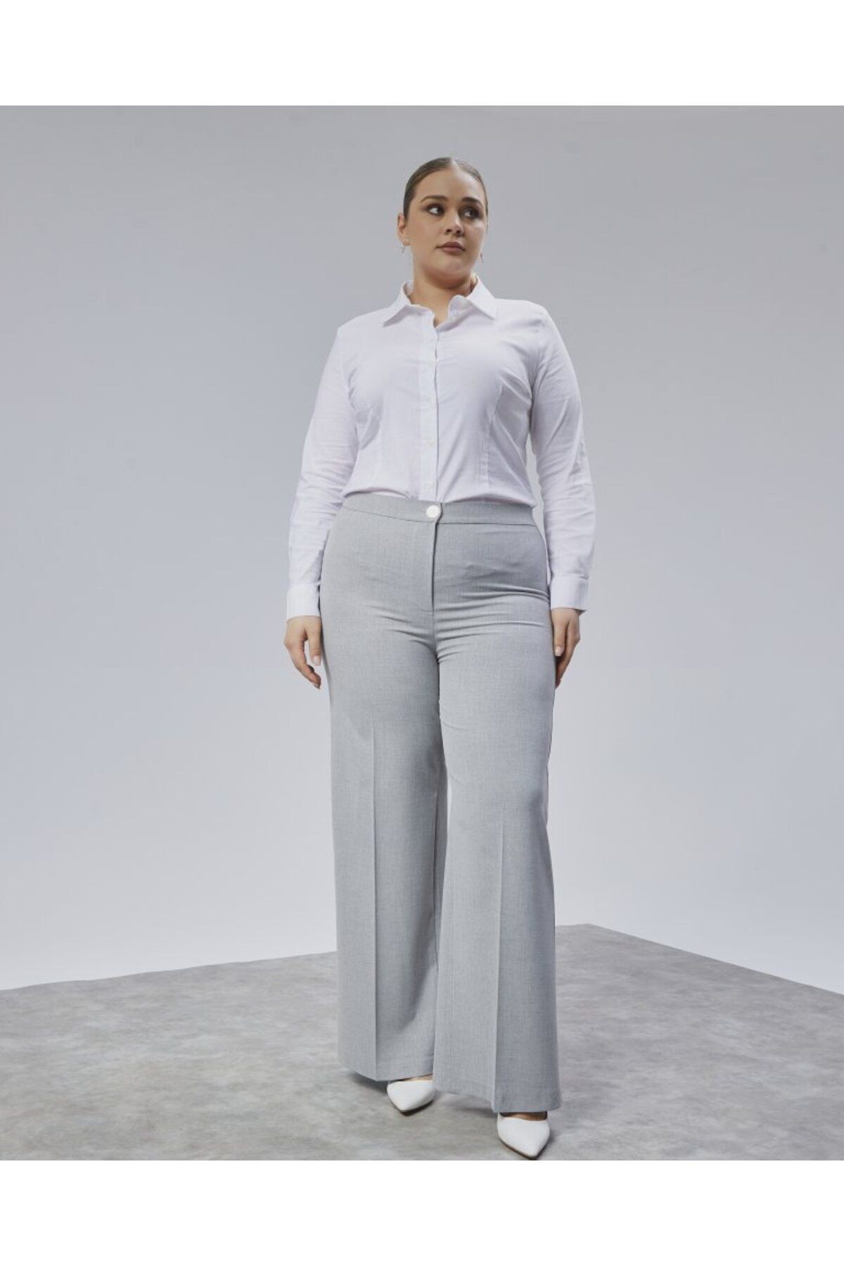 Poly Viscose Full Lycra Beli Lastikli Battal Pantolon