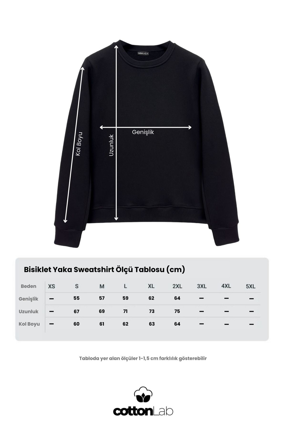 Unisex Relax Fit Rahat Kesim Pamuklu Yumuşak Dokulu İçi Polarlı Basic Bisiklet Yaka Sweatshirt