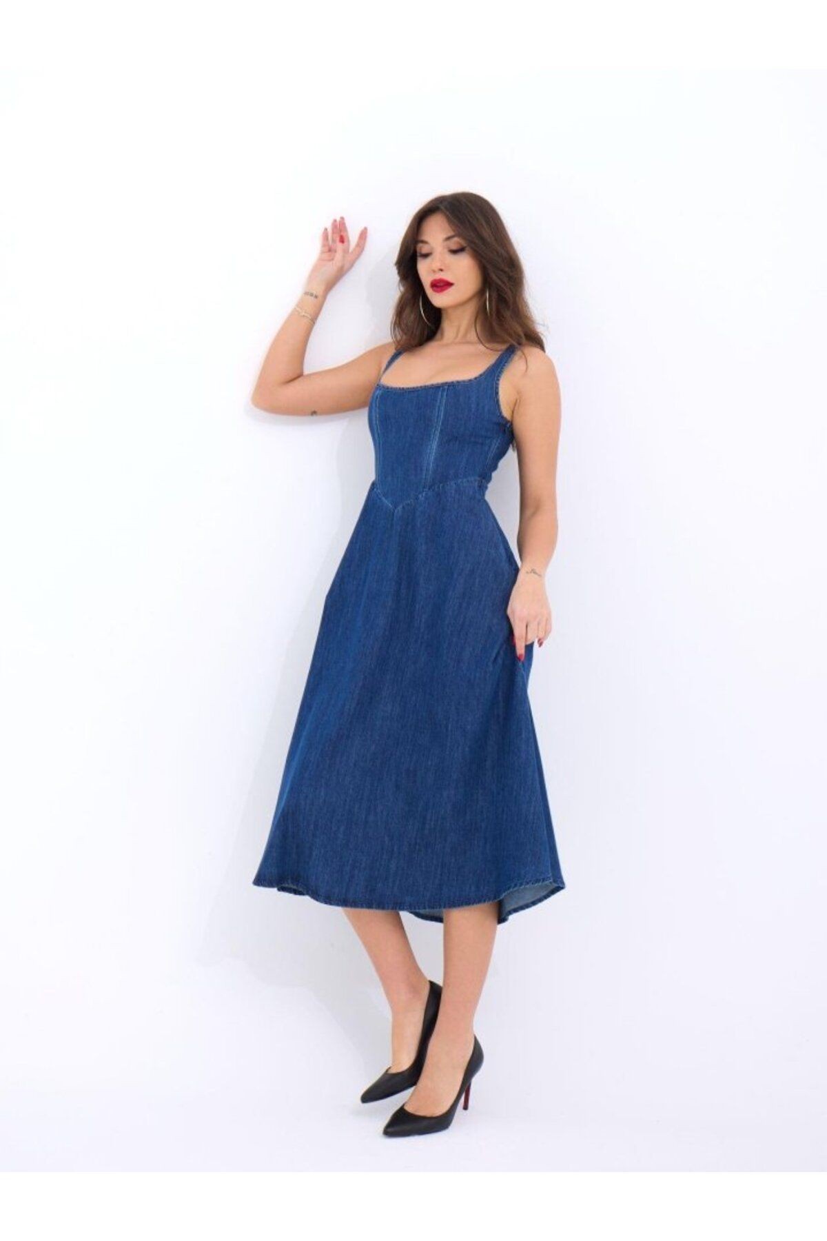 7142 KOT ELBİSE-MAVİ
