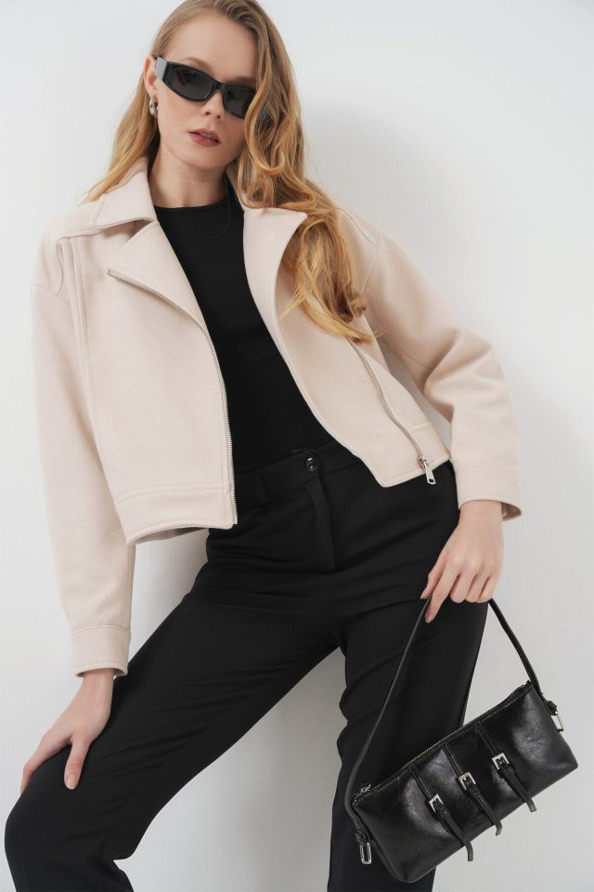 Moda Shop & Butik 0717 Kısa Kaşe Ceket - Bej