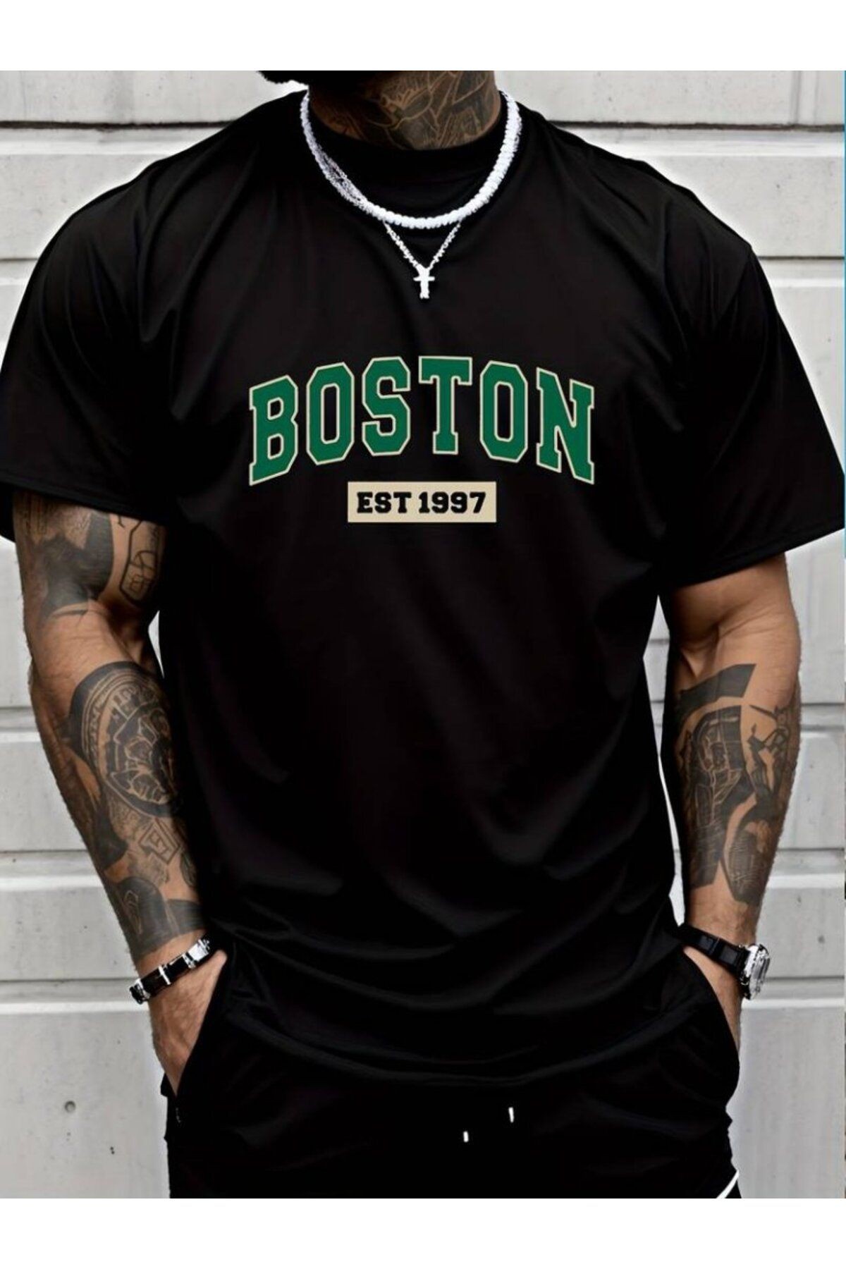 Erkek Boston Baskılı Süprem T-shirt