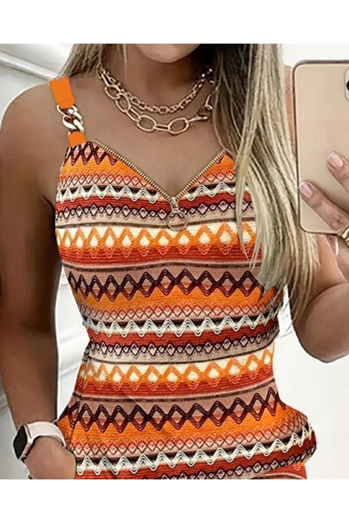 Kadın Askılı Fermuarlı Cepli Süprem Mini Elbise