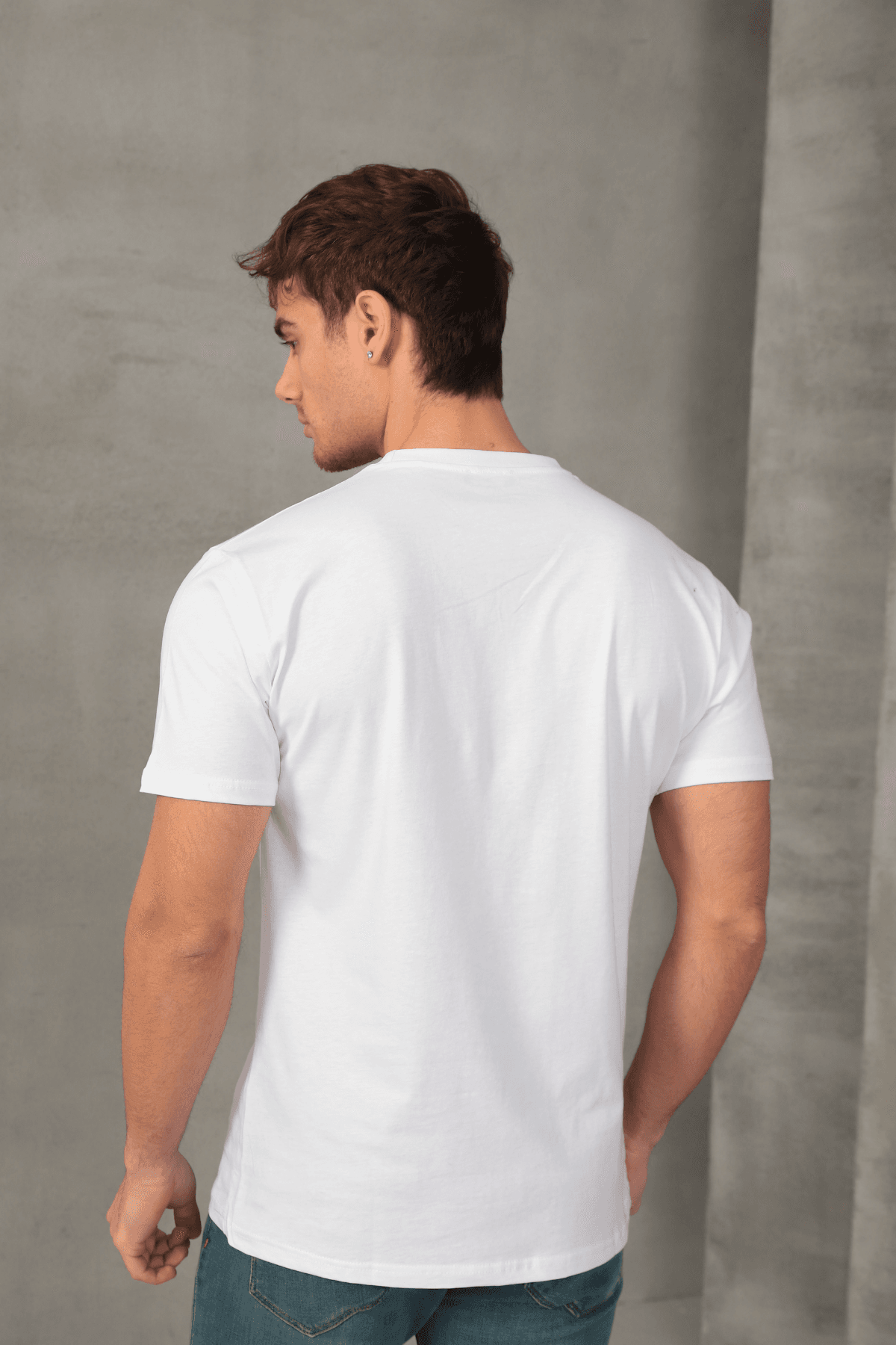 Erkek Slim Fit Bisiklet Yaka %100 Pamuk Dar Kesim Basic Tişört