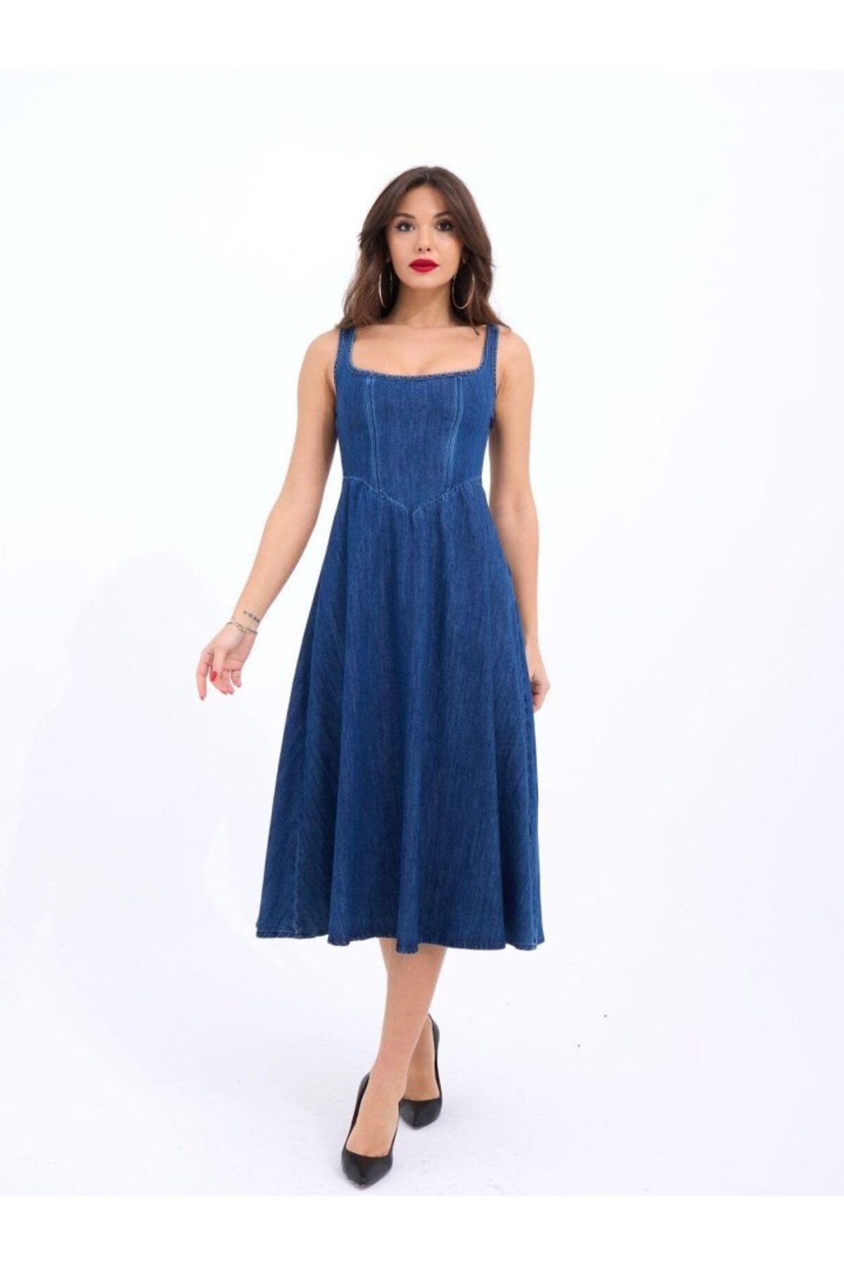 7142 KOT ELBİSE-MAVİ