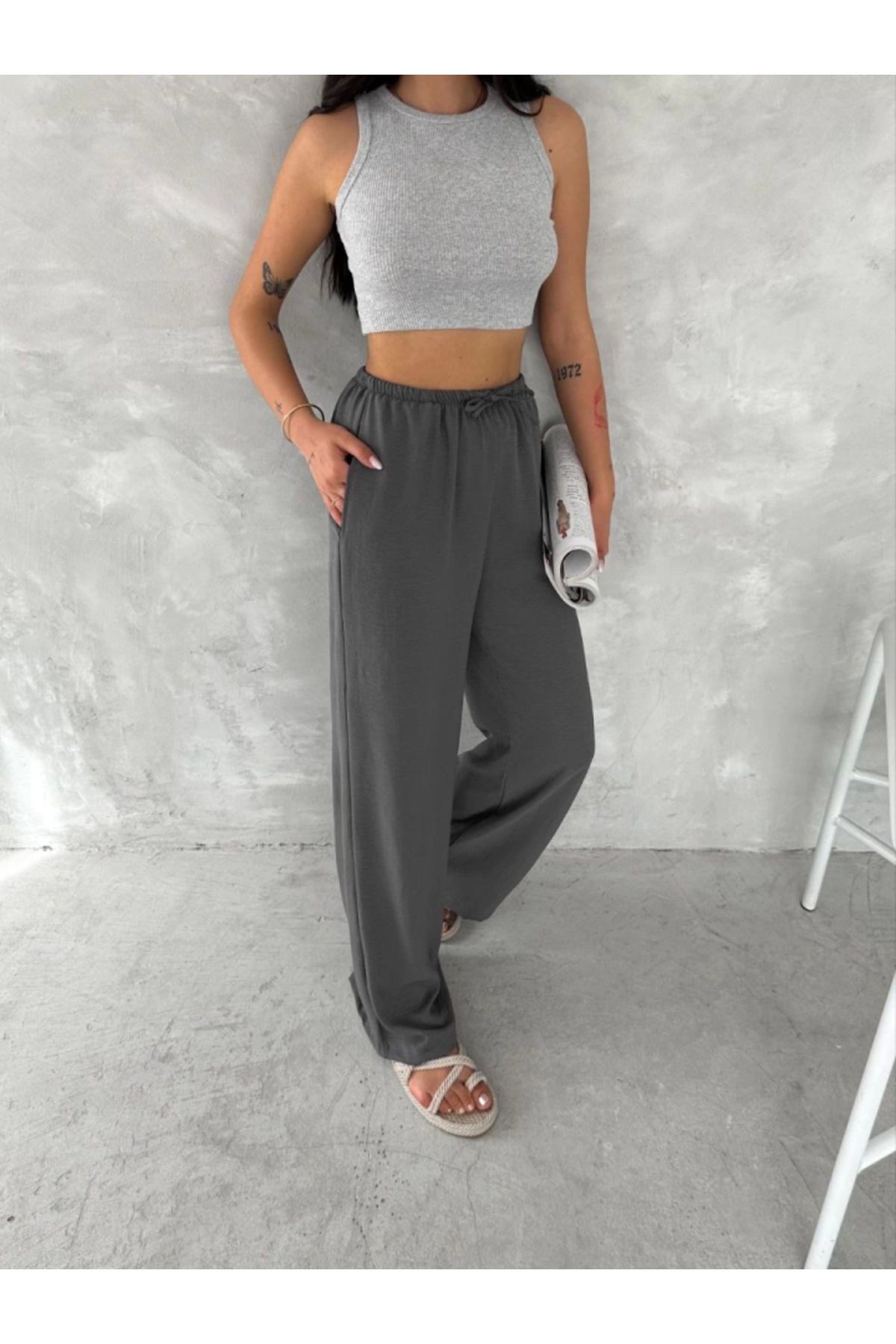 Ayrobin Oversize Pantalon - Füme