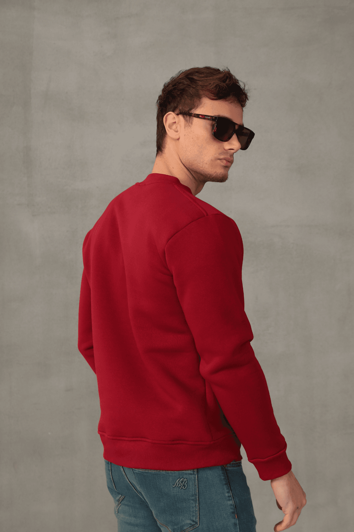 Unisex Relax Fit Rahat Kesim Pamuklu Yumuşak Dokulu İçi Polarlı Basic Bisiklet Yaka Sweatshirt