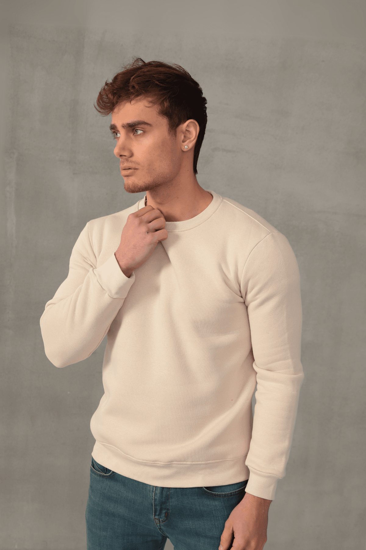 Unisex Relax Fit Rahat Kesim Pamuklu Yumuşak Dokulu İçi Polarlı Basic Bisiklet Yaka Sweatshirt