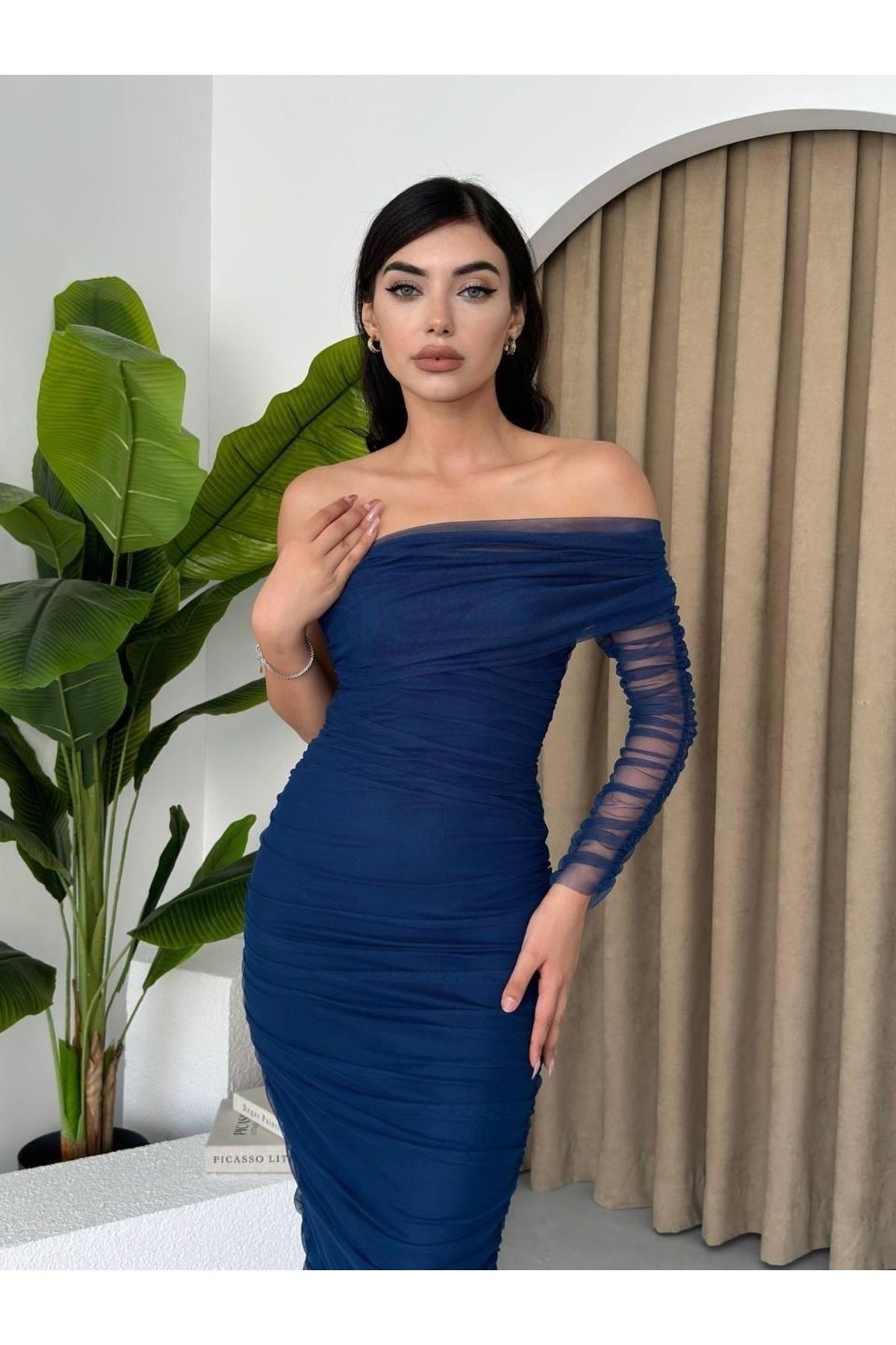 TİANA Polack Tek Omuz Tül Elbise
