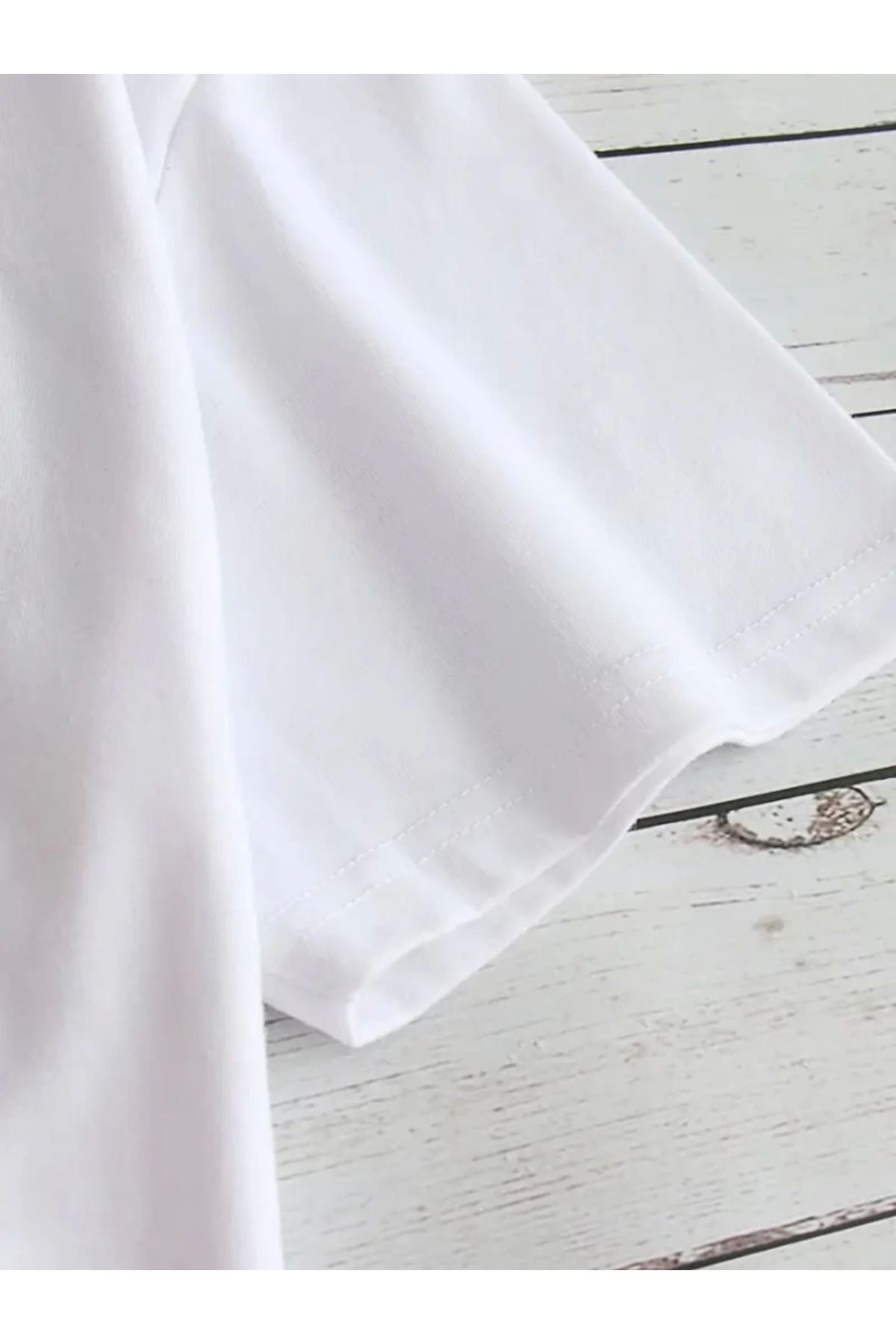 Baskılı Oversize Bisiklet Yaka T-shirt - Beyaz