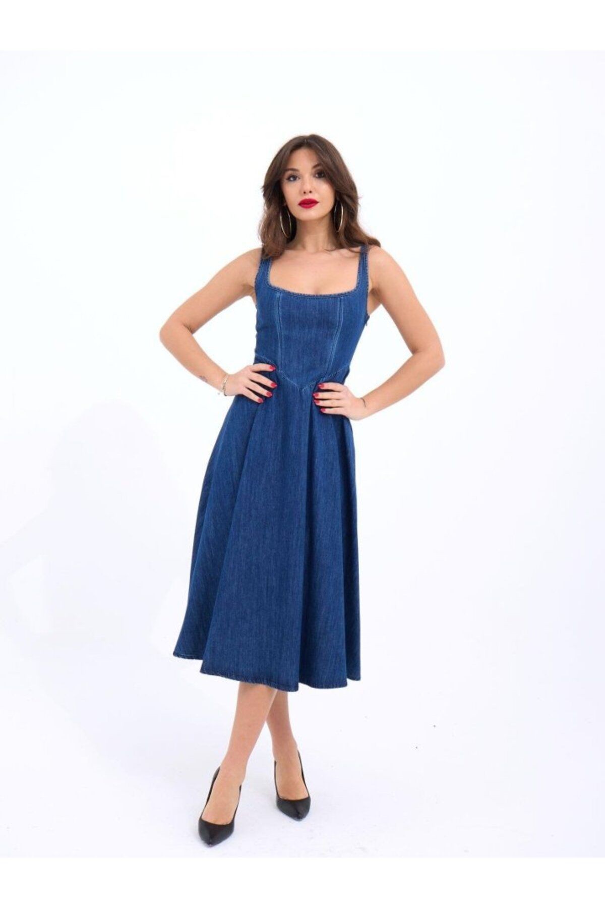 7142 KOT ELBİSE-MAVİ