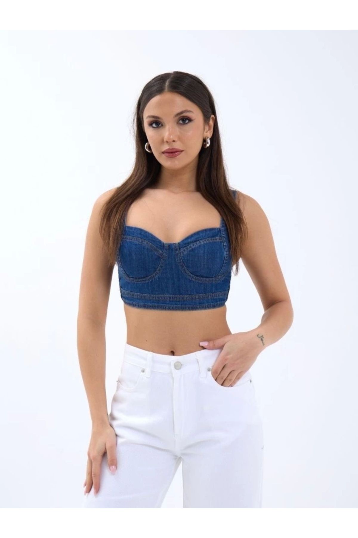 7131 Kot Crop-mavi