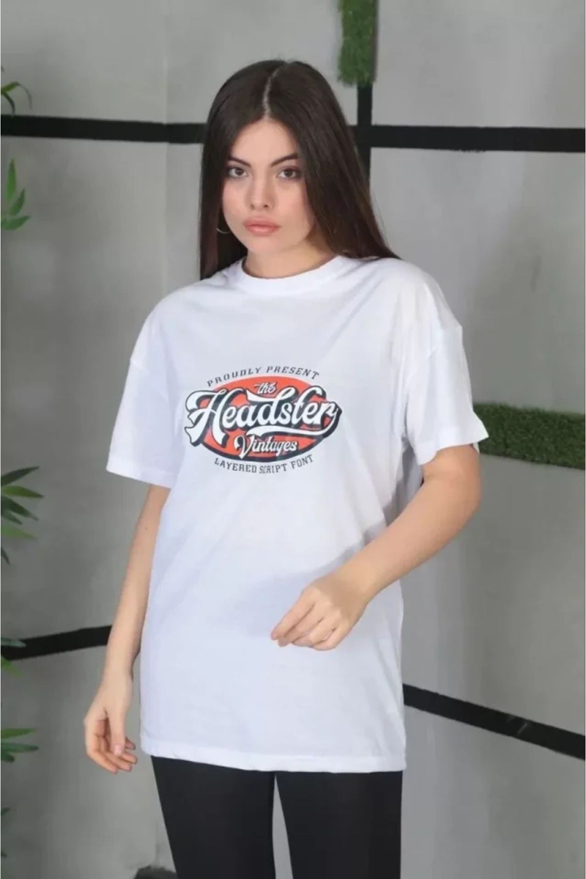 Unisex Baskılı Oversize T-Shirt - Beyaz