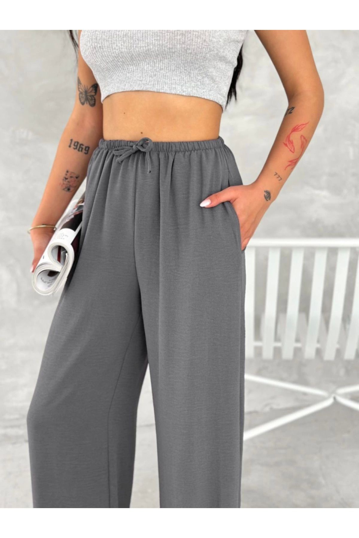 Ayrobin Oversize Pantalon - Füme