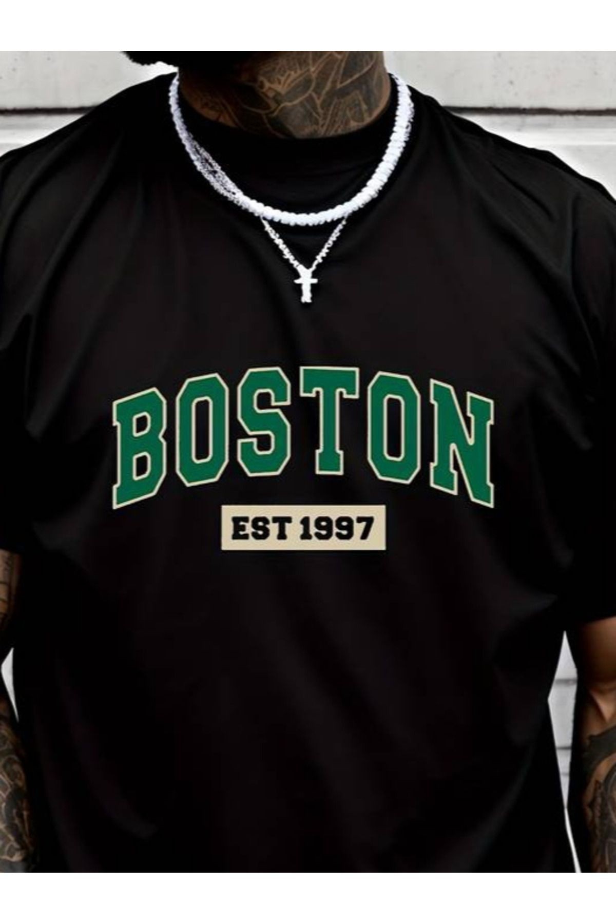 Erkek Boston Baskılı Süprem T-shirt