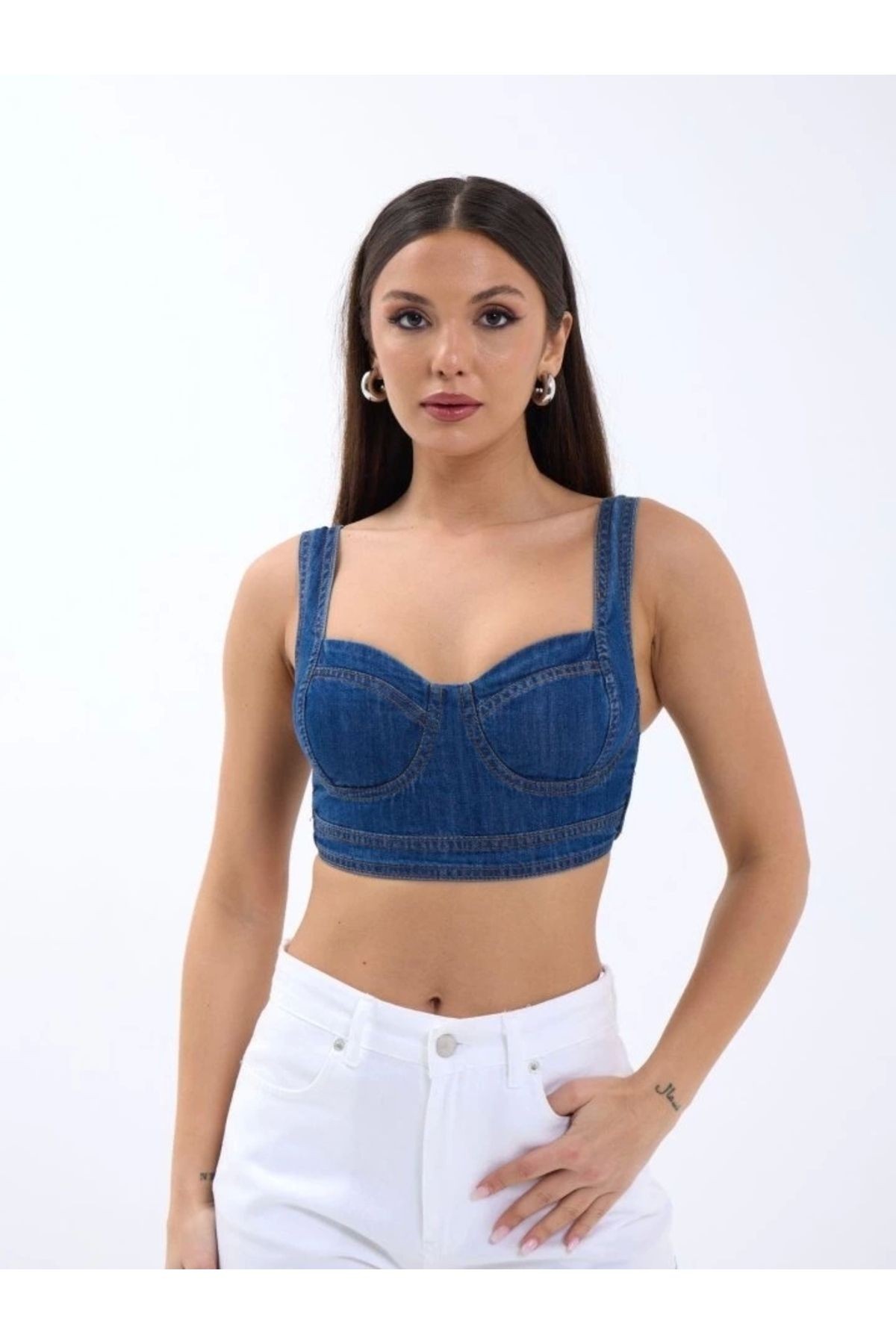 7131 Kot Crop-mavi