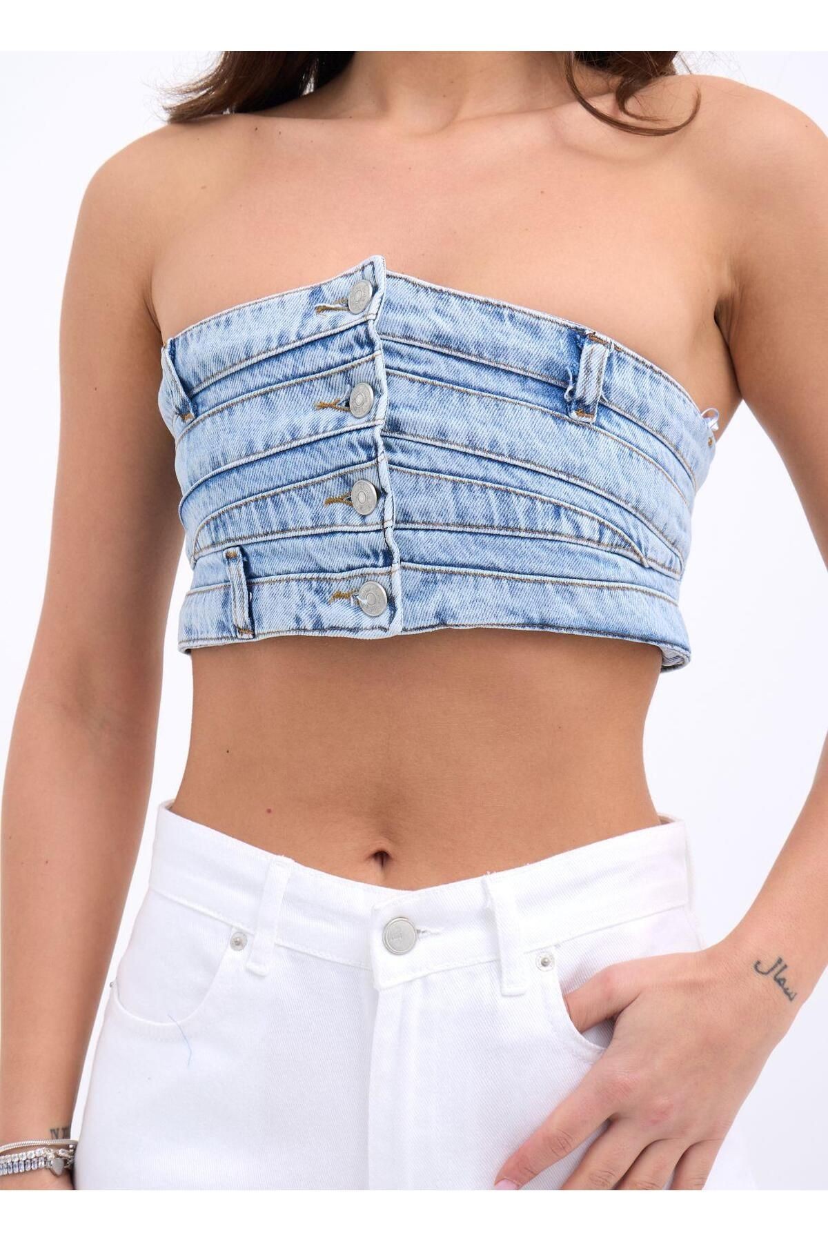 6817 KOT CROP-MAVİ