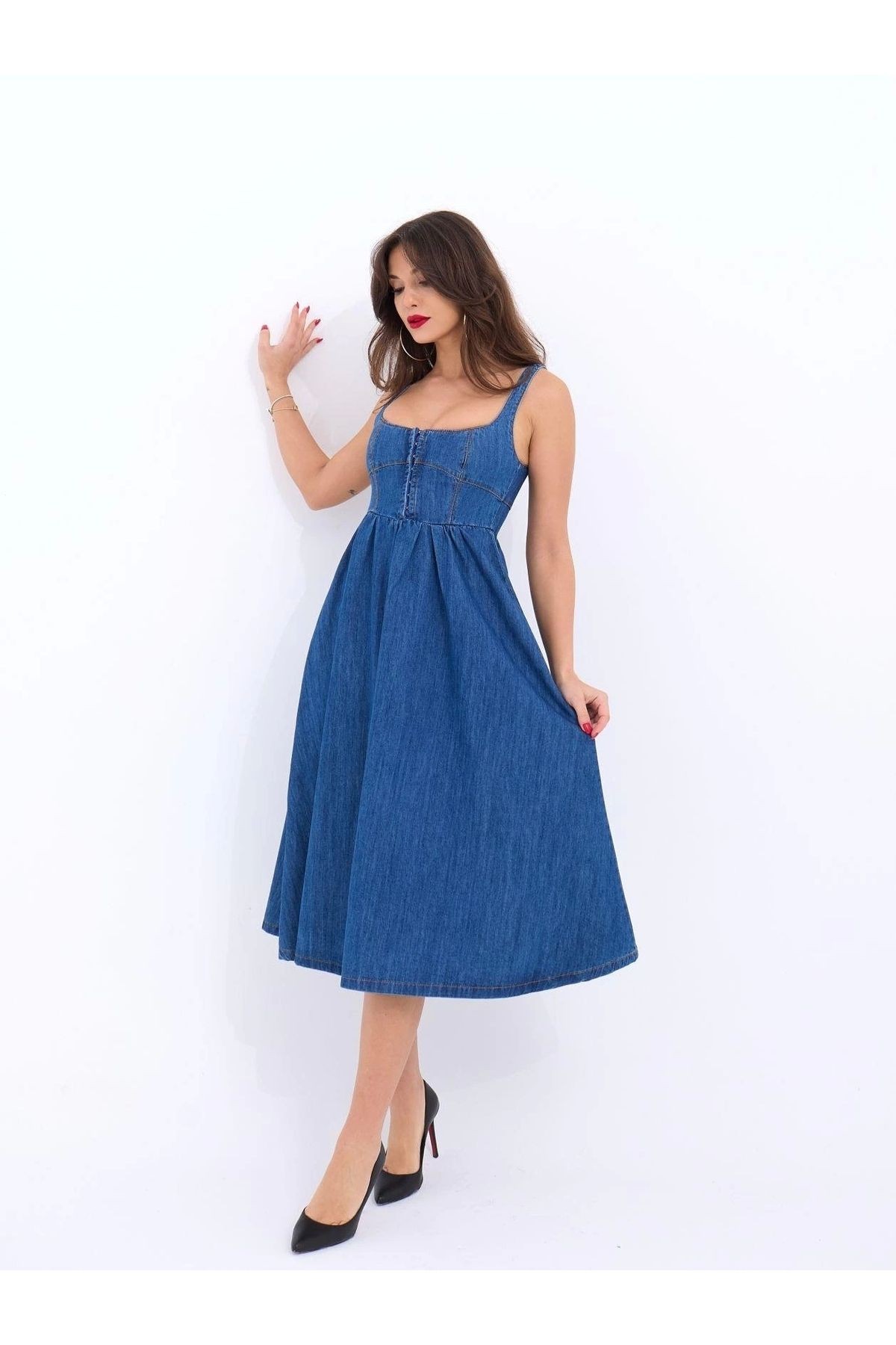 7143 Kot Elbise-mavi