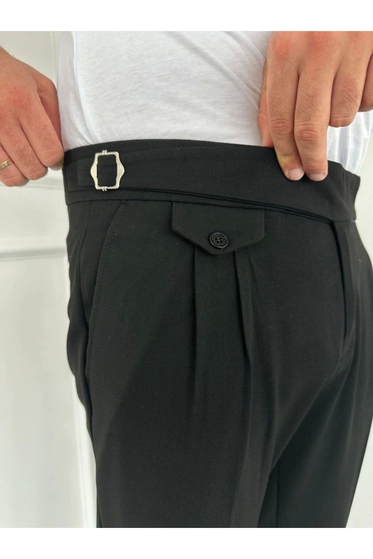 Erkek Bel Toka Detaylı Pileli Pantolon