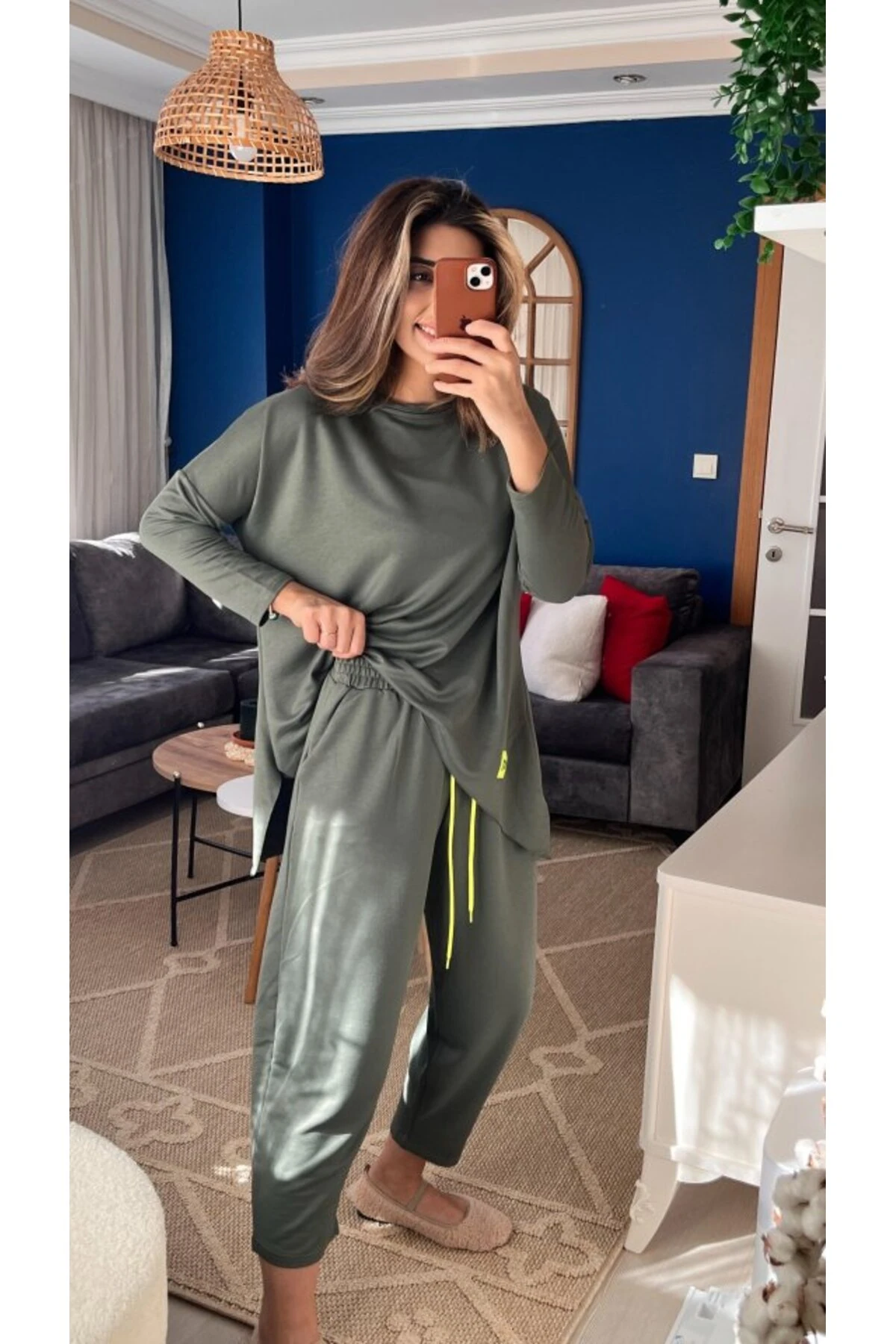 cottonLab Kadın Iki Iplik Viskon Pamuk Kumaş Arma Detaylı Ikili Takım