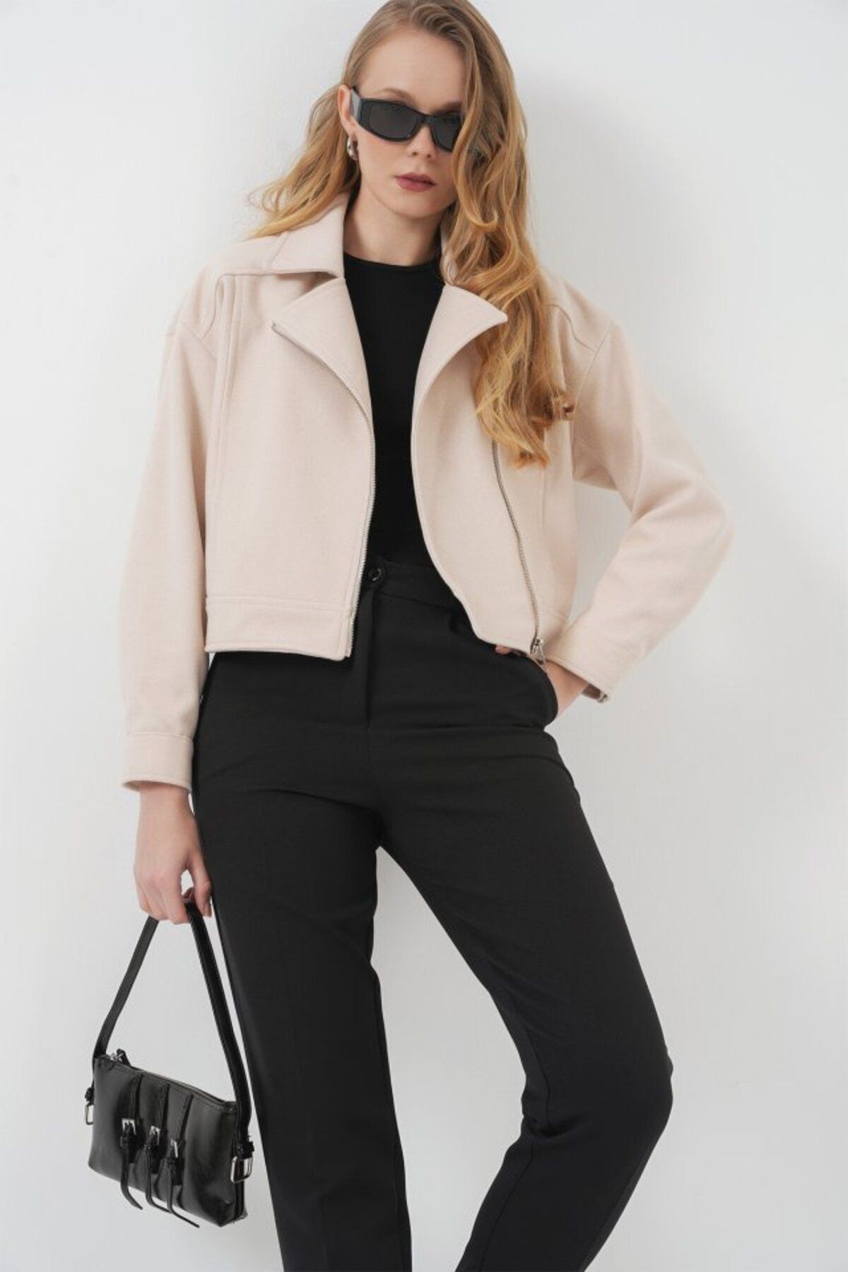 Moda Shop & Butik 0717 Kısa Kaşe Ceket - Bej