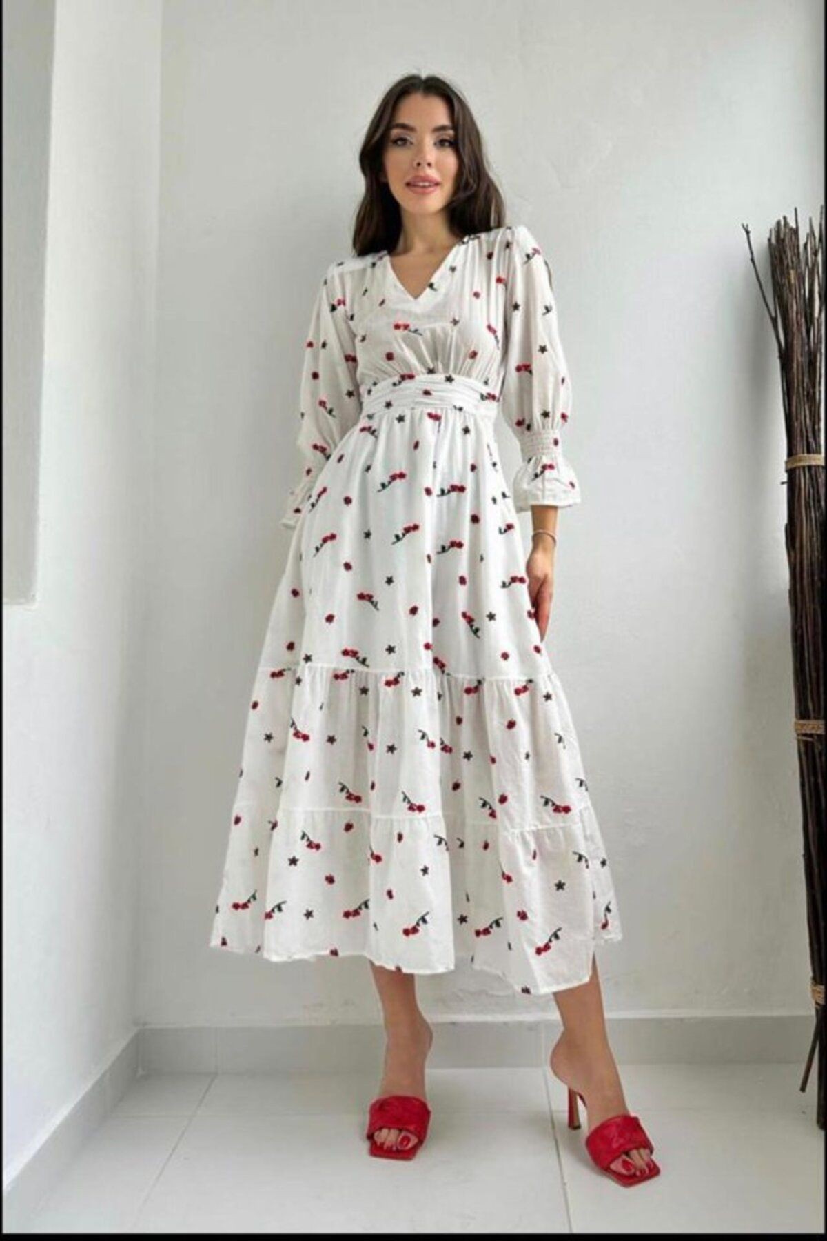 Mottisfashion Kırmızı Gipeli Vual Elbise