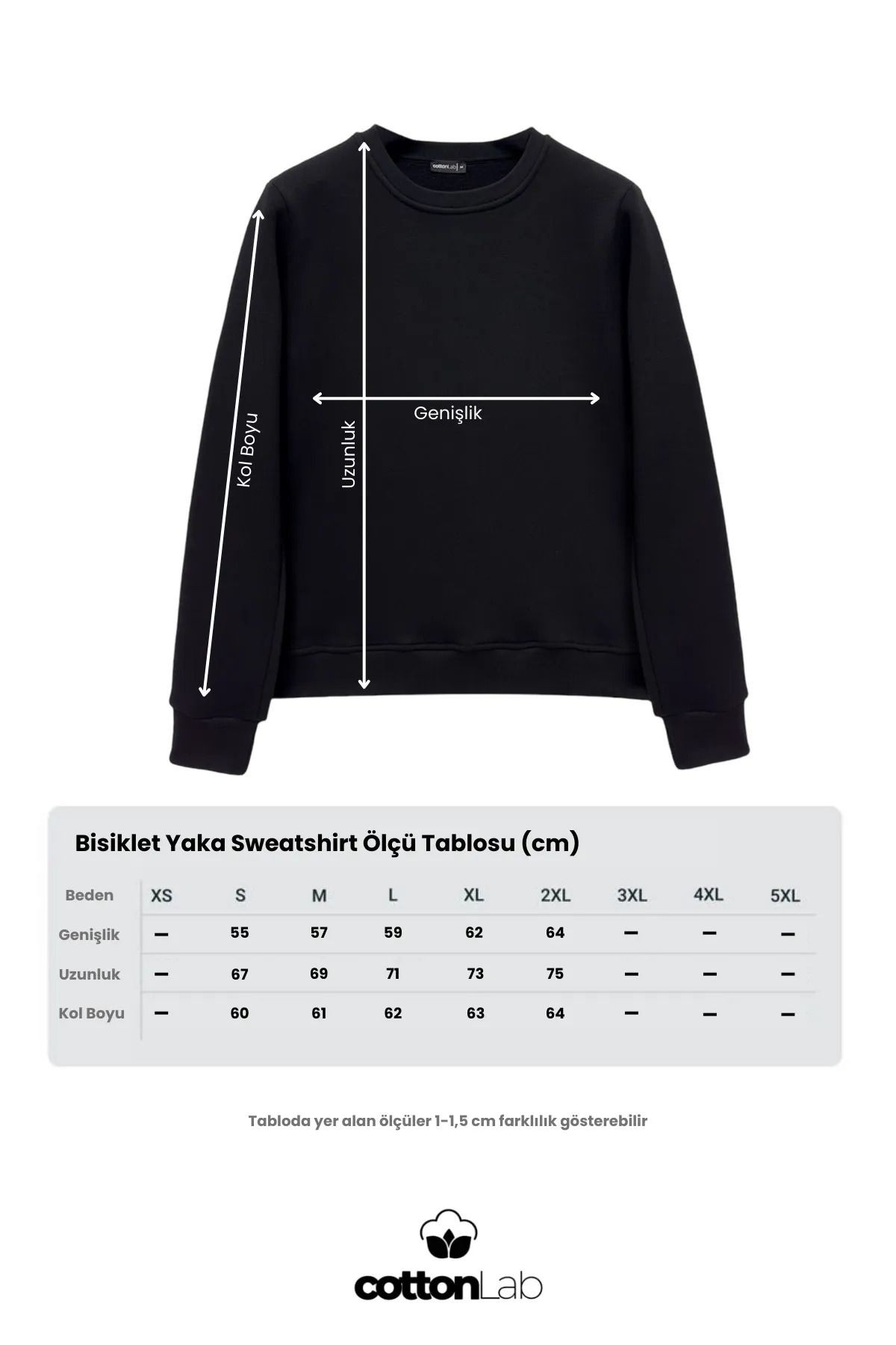 Unisex Relax Fit Rahat Kesim Pamuklu Yumuşak Dokulu İçi Polarlı Basic Bisiklet Yaka Sweatshirt