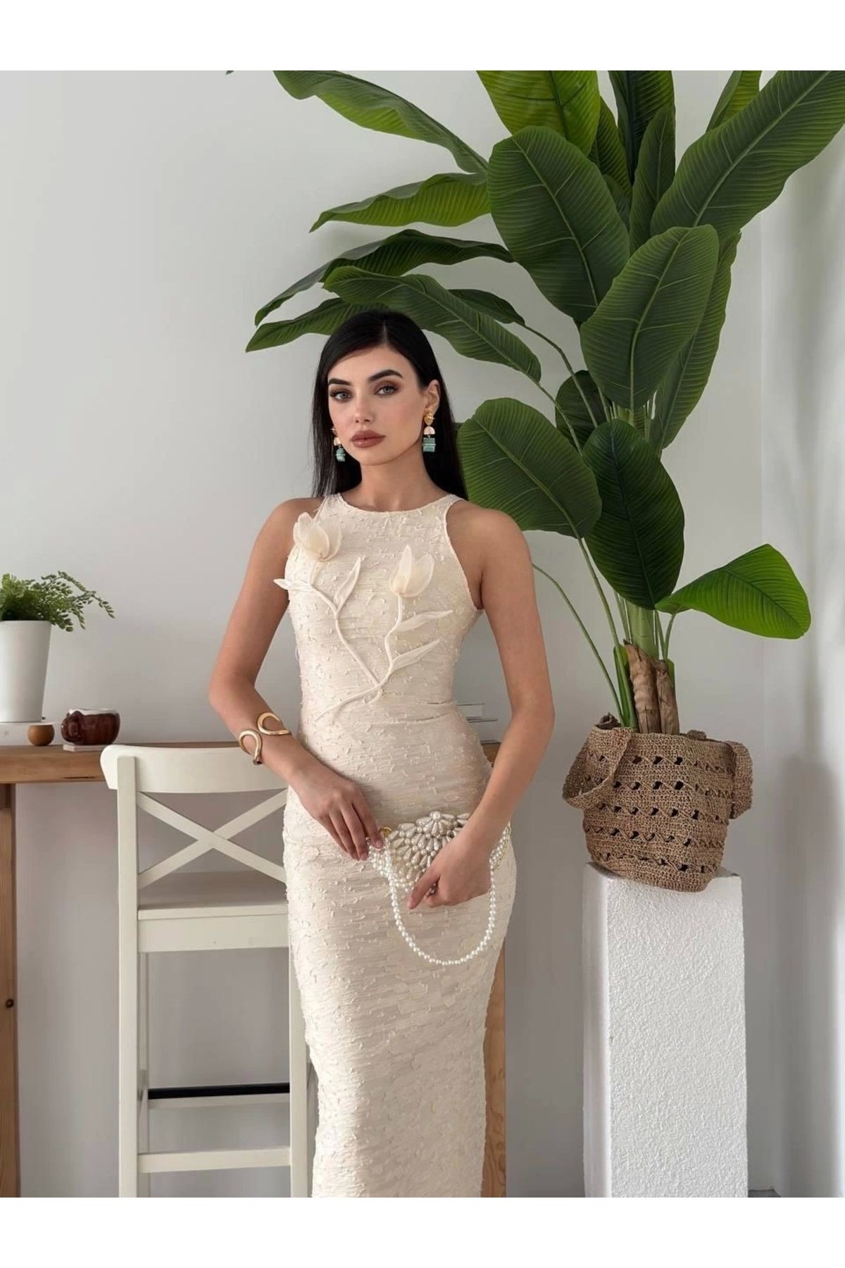 Lers Çiçek Detaylı Elbise
