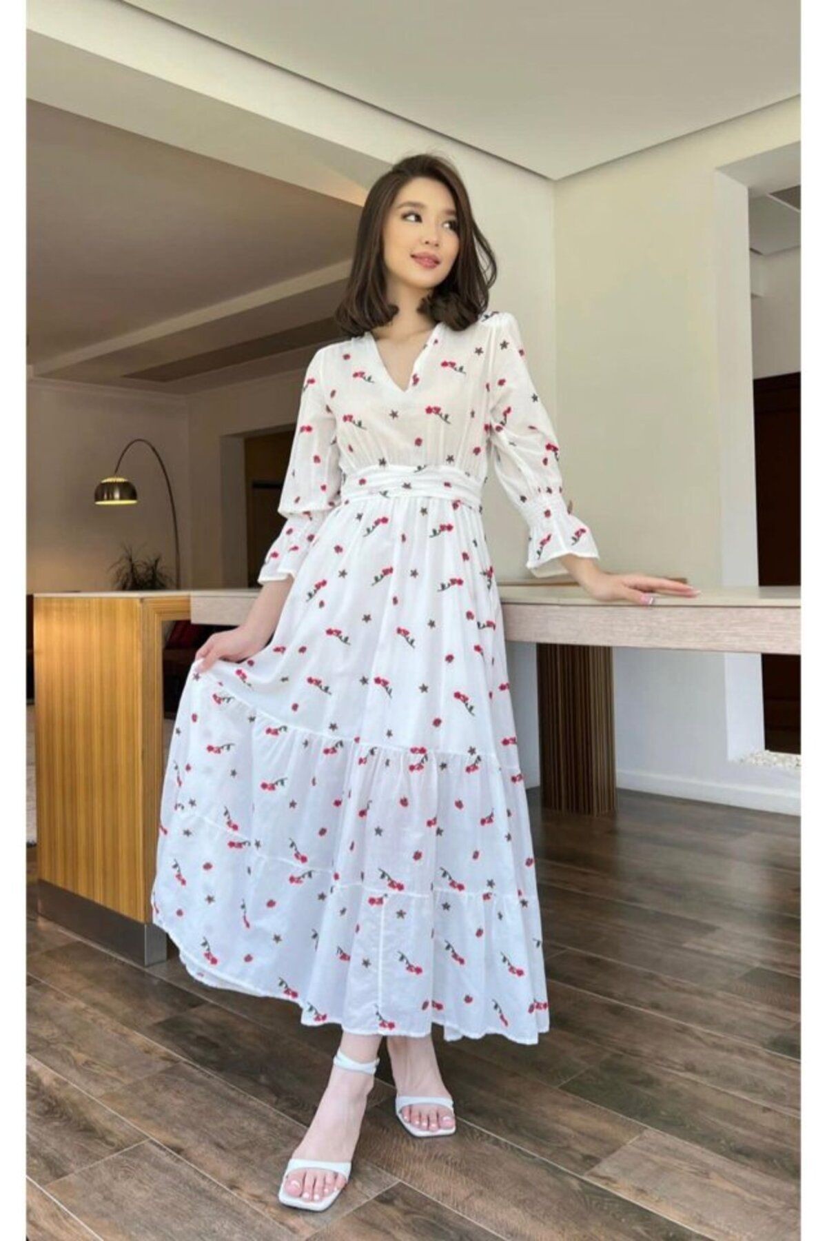 Mottisfashion Kırmızı Gipeli Vual Elbise