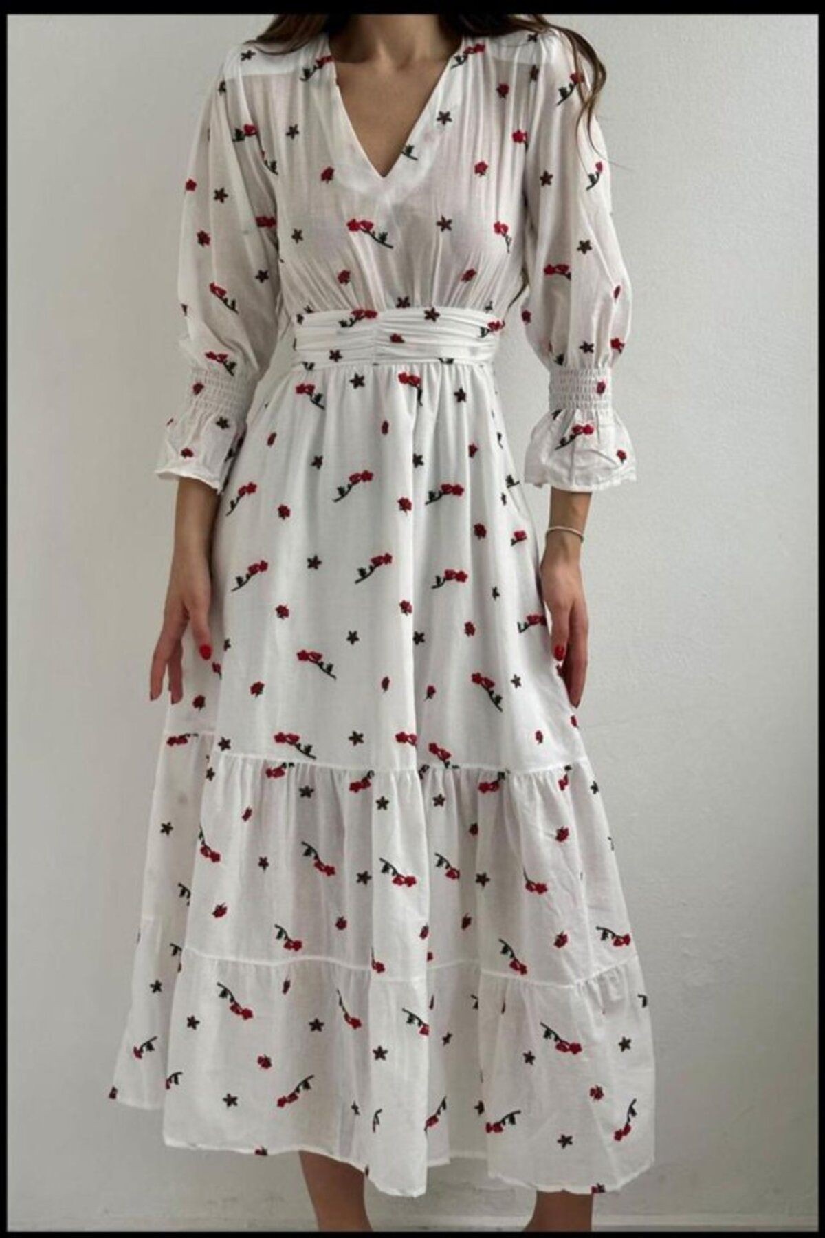 Mottisfashion Kırmızı Gipeli Vual Elbise