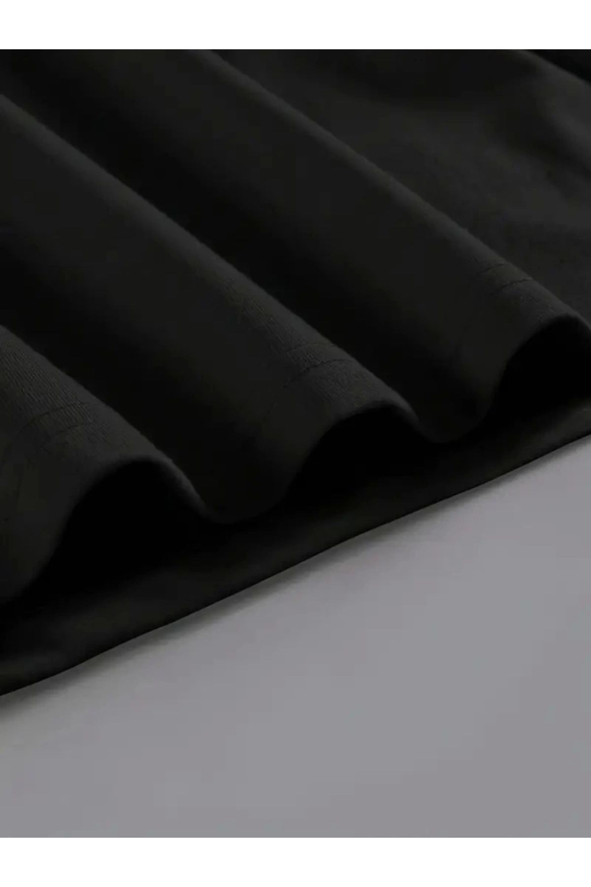 Baskılı Oversize Bisiklet Yaka T-shirt - Siyah