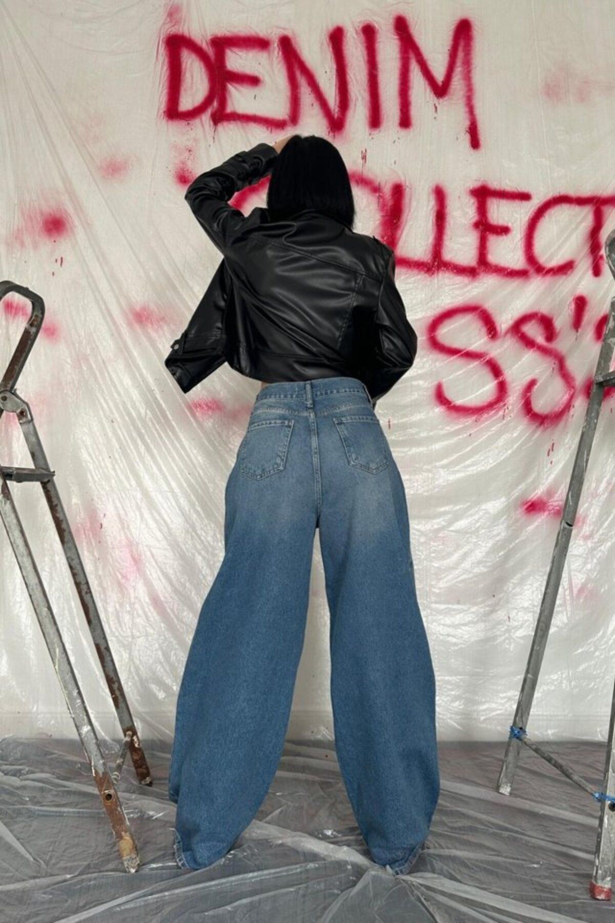 Mavi Geniş Paça Jeans Pantolon
