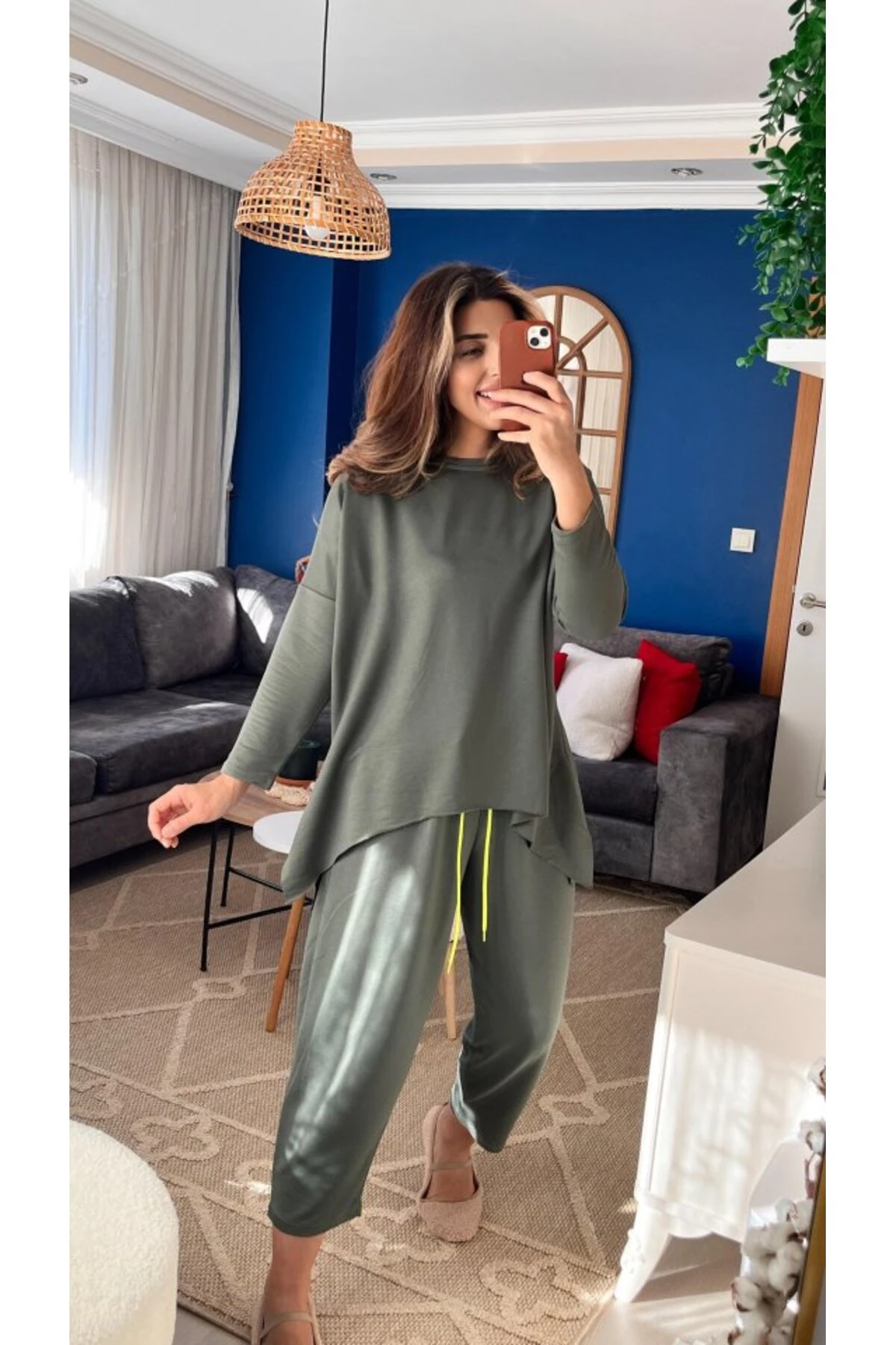 cottonLab Kadın Iki Iplik Viskon Pamuk Kumaş Arma Detaylı Ikili Takım