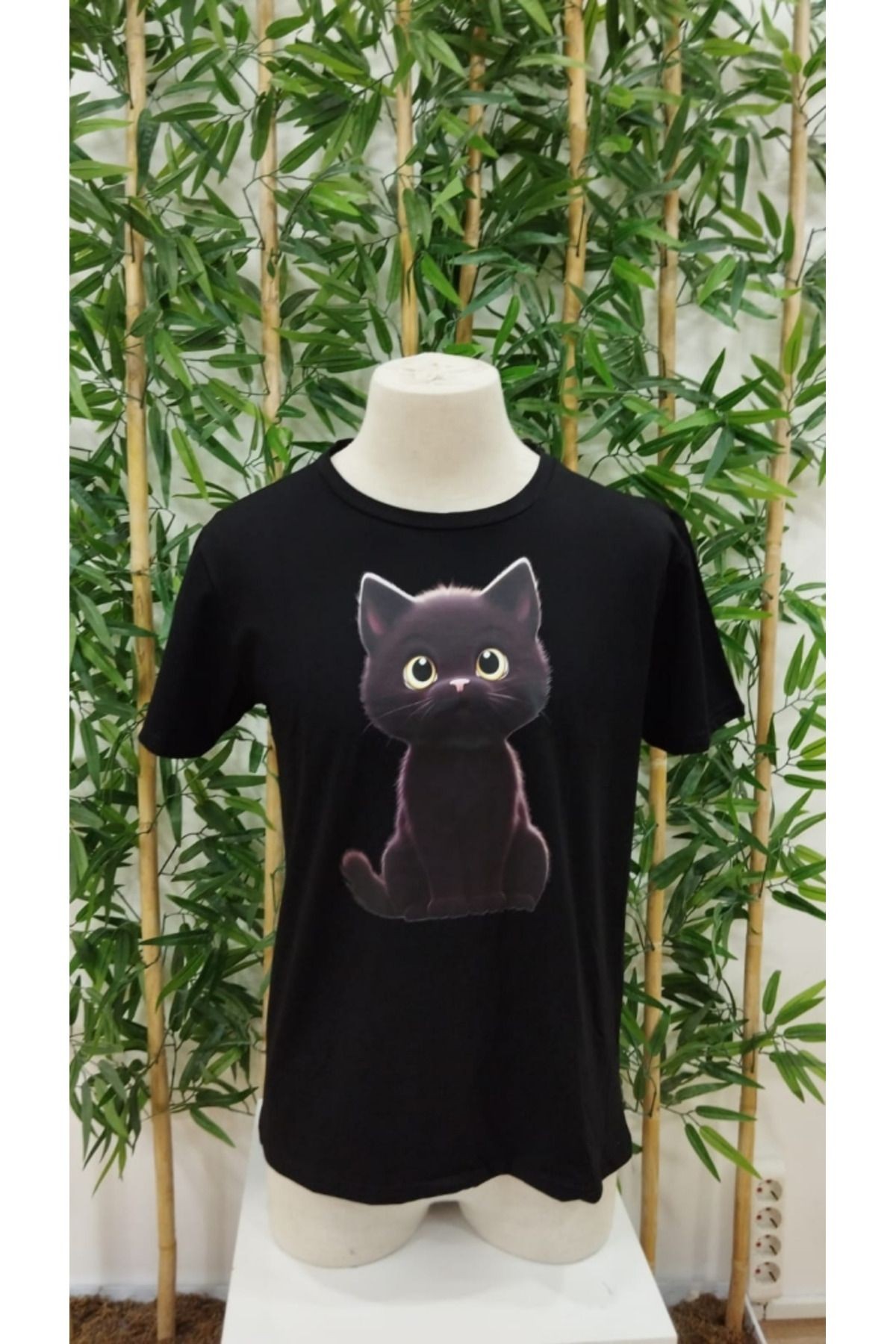 TİANA Erkek Bisiklet Yaka Kedi Baskılı Süprem T-shirt