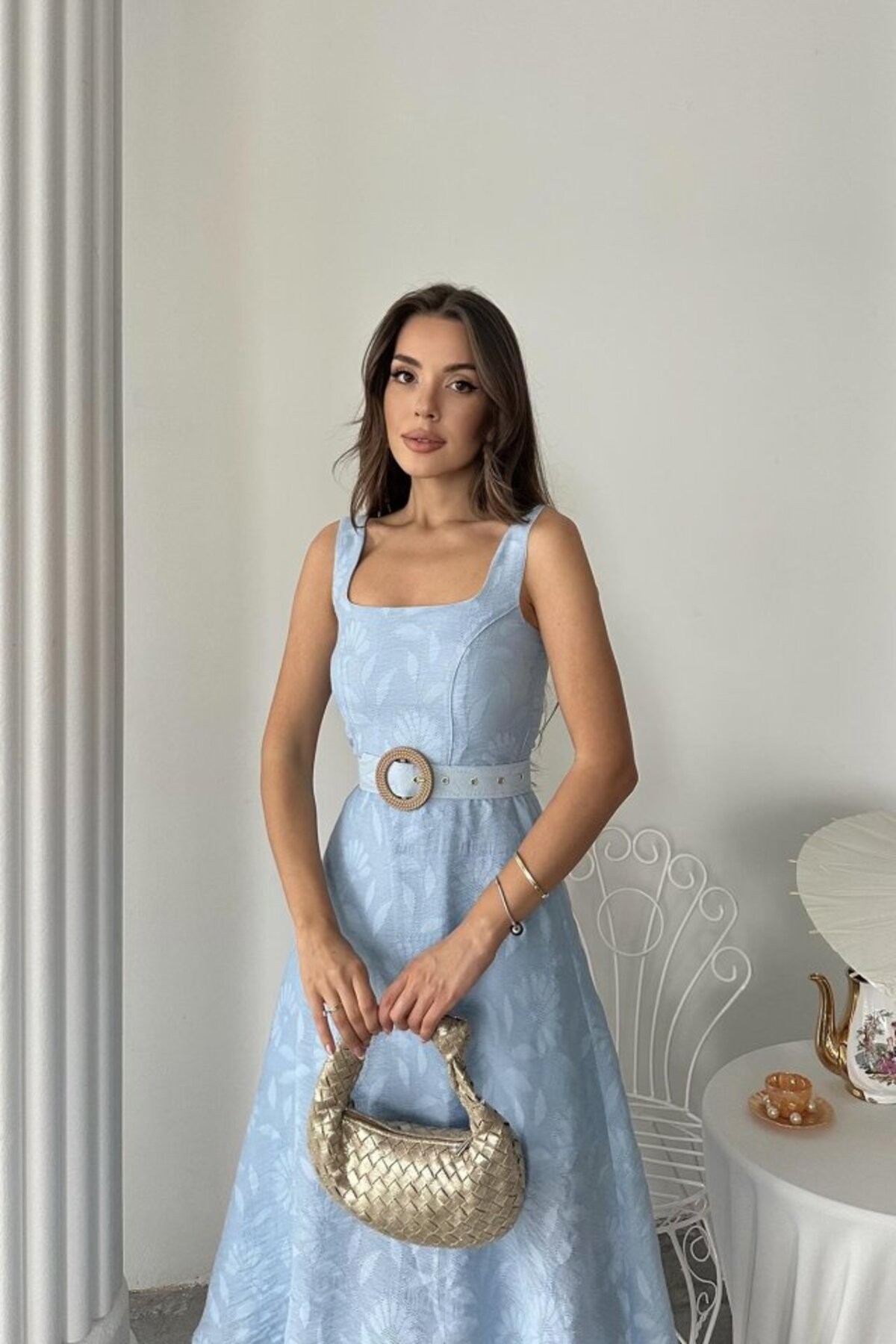 Bebe Mavi Kuplu Uzun Elbise