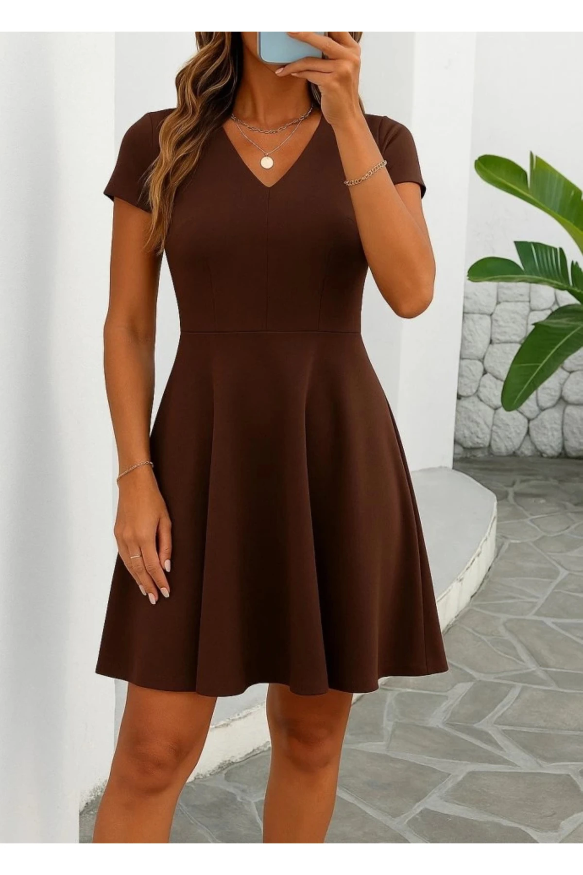 Kadın Kısa Kollu Kiloş Ithal Krep Elbise