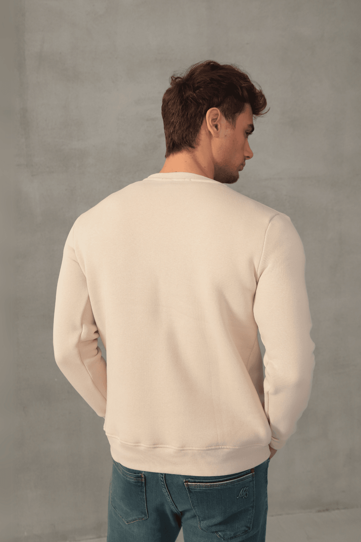 Unisex Relax Fit Rahat Kesim Pamuklu Yumuşak Dokulu İçi Polarlı Basic Bisiklet Yaka Sweatshirt